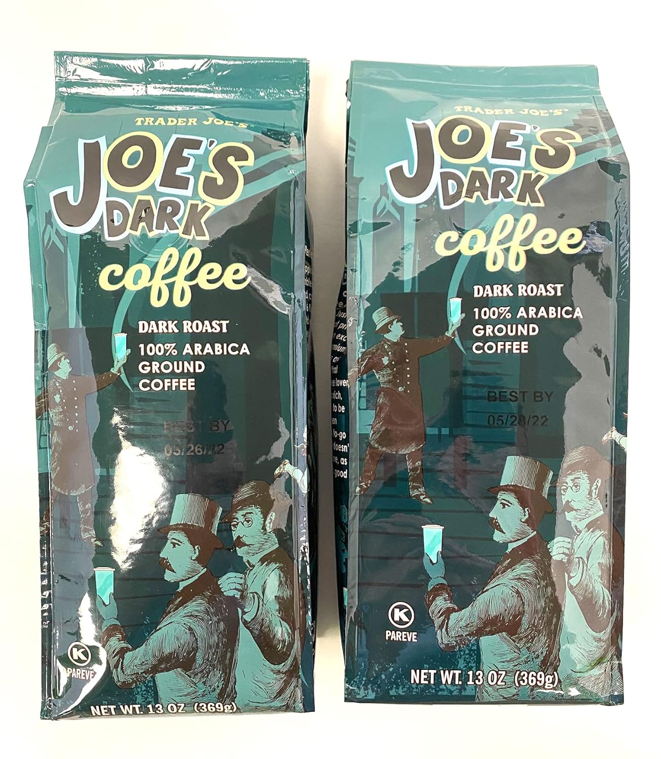 Trader Joe's Dark Roast Coffee 100% Arabica Ground 13 oz (Pack of 2)