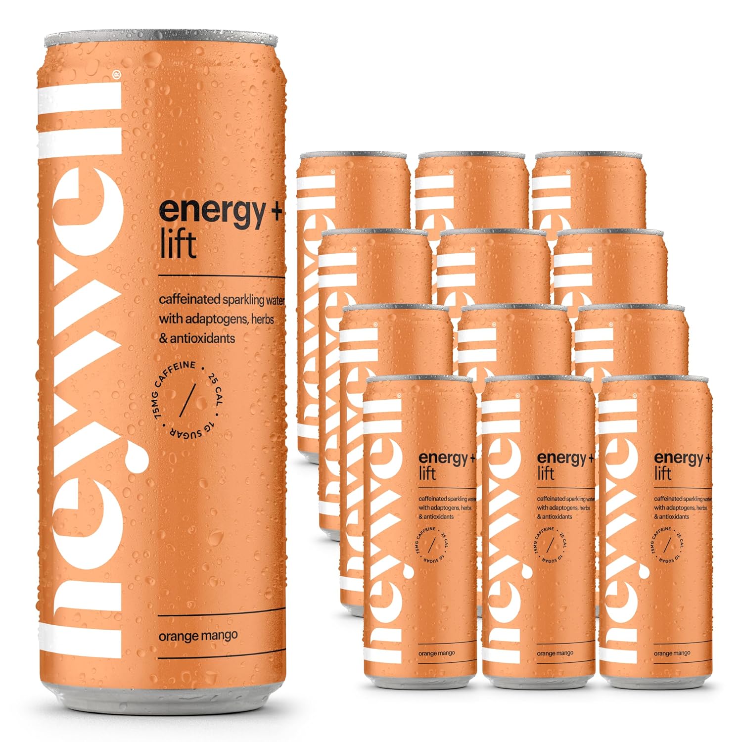 Heywell Sparkling Adaptogenic Water, Variety Pack 12 Fluid Ounce (Pack of 12) Includes - Lime, Grapefruit, Orange Mango, Strawberry Lemon - Calm Drink, Sparkling Drink