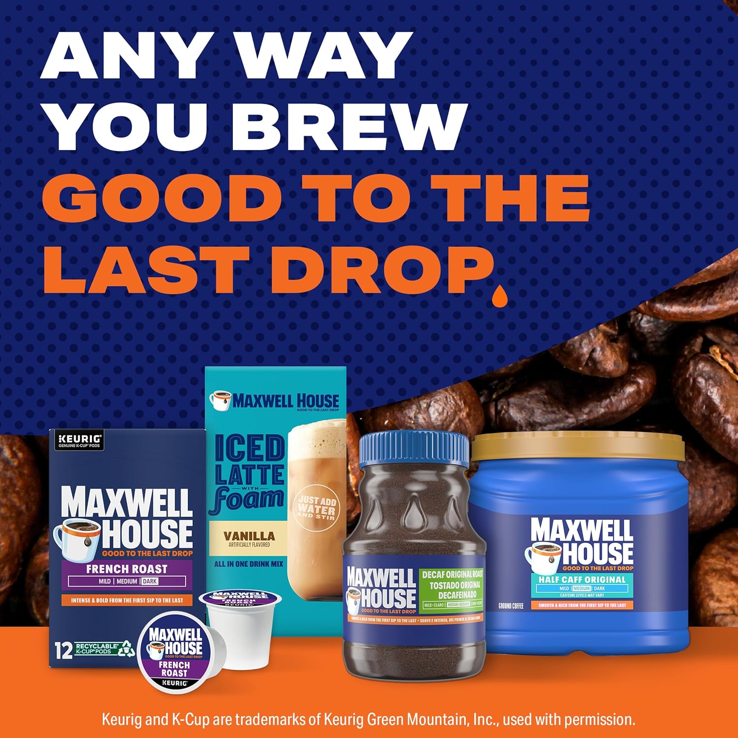 Maxwell House Half Caff Original Medium Roast Ground Coffee, 25.6 oz Canister