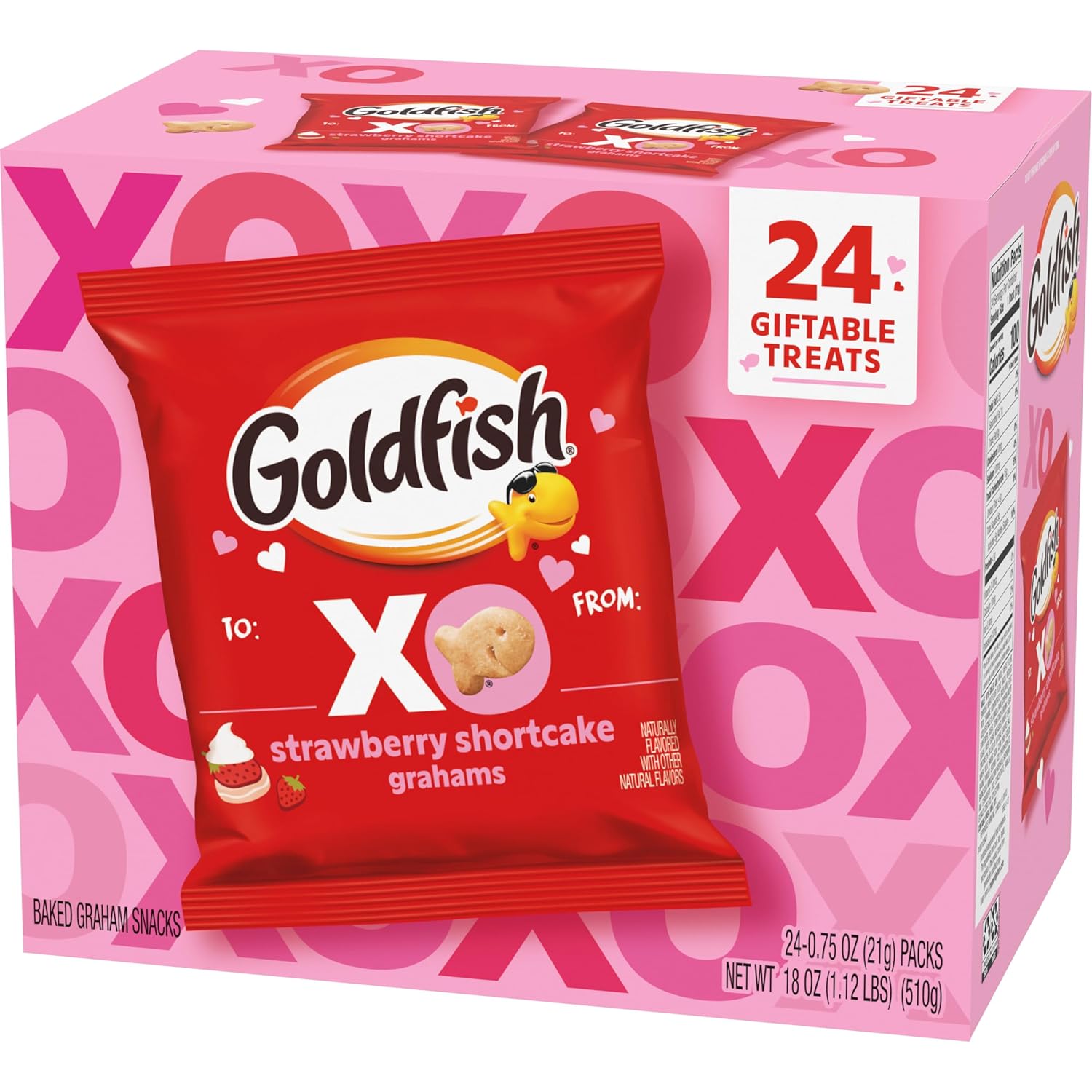 Goldfish Strawberry Shortcake Flavored Baked Graham Snacks, 0.75 Oz Treat Bags, 24 Pack