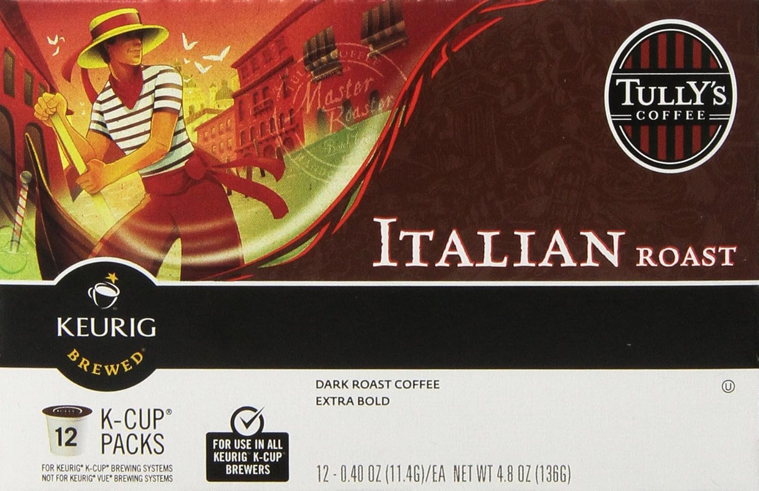 Tullys Italian Coffee K Cup (Pack of 3)