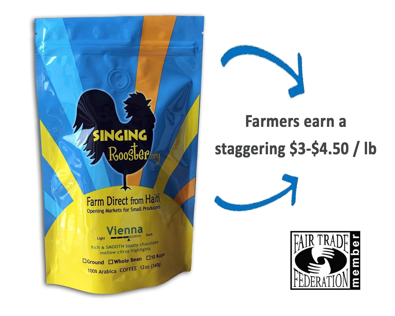 Haitian Coffee, Medium-Dark/Vienna Whole Bean, 2-pack