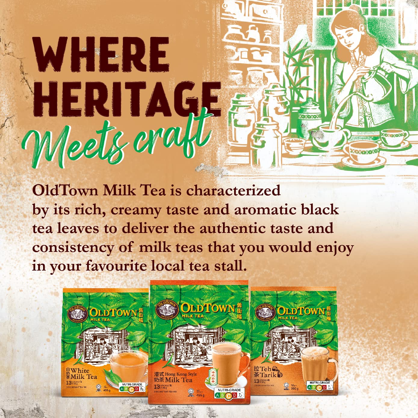 OLD TOWN 3 IN 1 Tea White Milk, 16.9 Oz