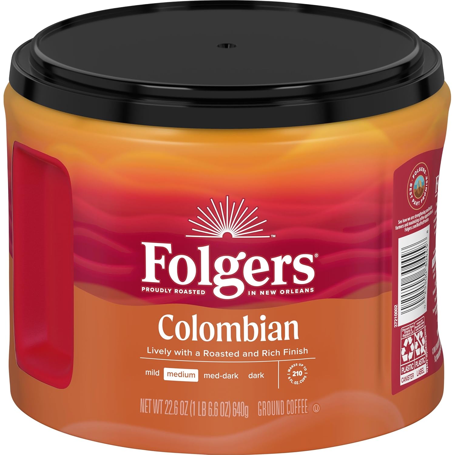Folgers Colombian Medium Roast Ground Coffee, 22.6 Ounces (Pack of 6)