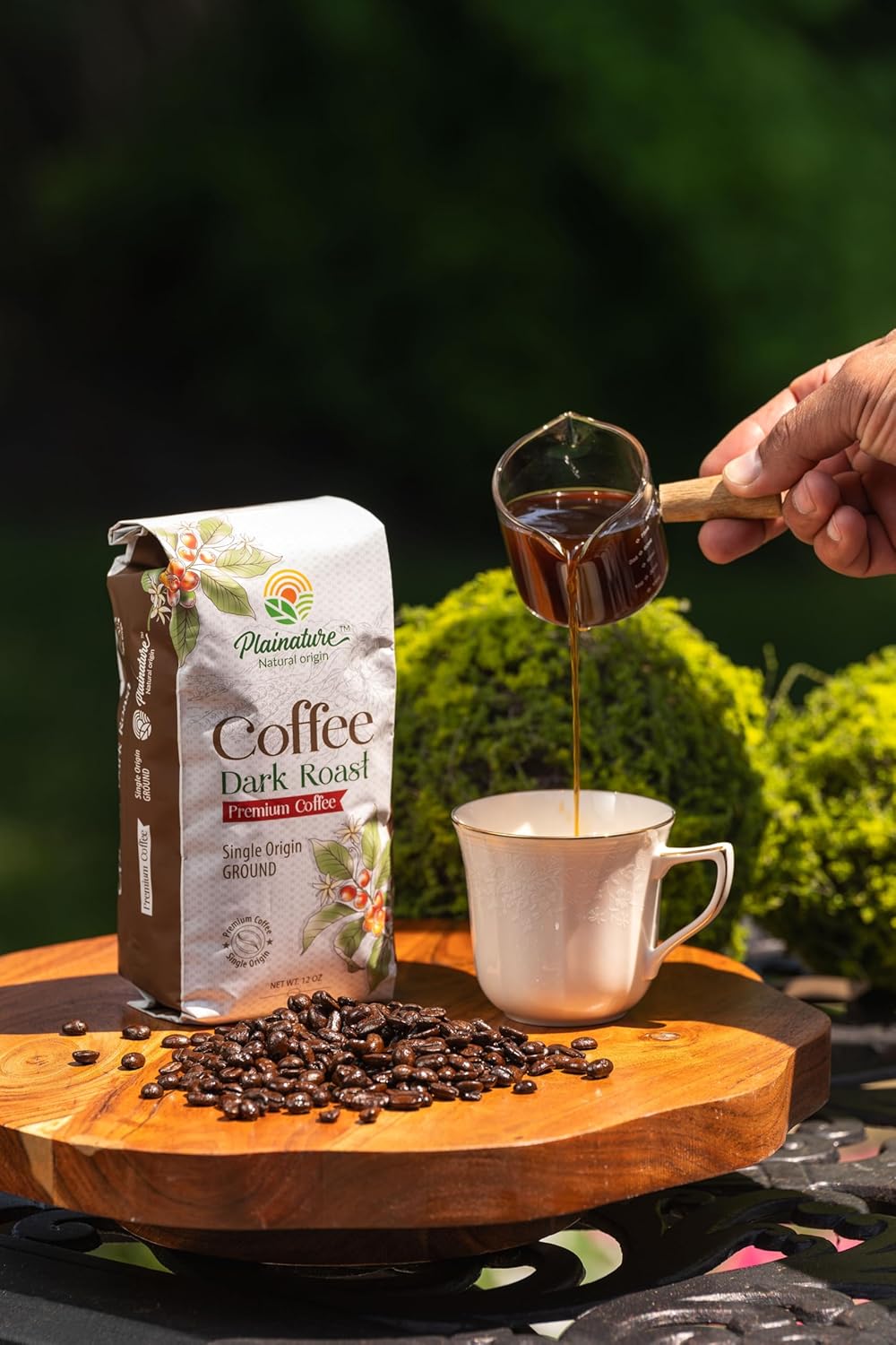 Plainature Dark Roast Ground Coffee - Single Origin, Arabica, With A Pleasant Crispness And Rich Aroma - Grown At High Altitudes And Sun-Dried For Perfection - 12-Ounce Bag.