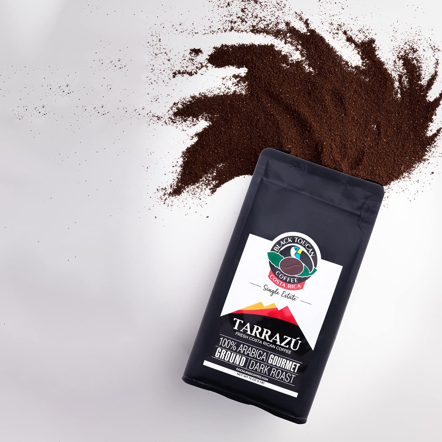 Black Toucan Coffee, Low Acid Costa Rican Tarrazu Ground, 16 oz (3-Pack), Single Estate, Dark Roast