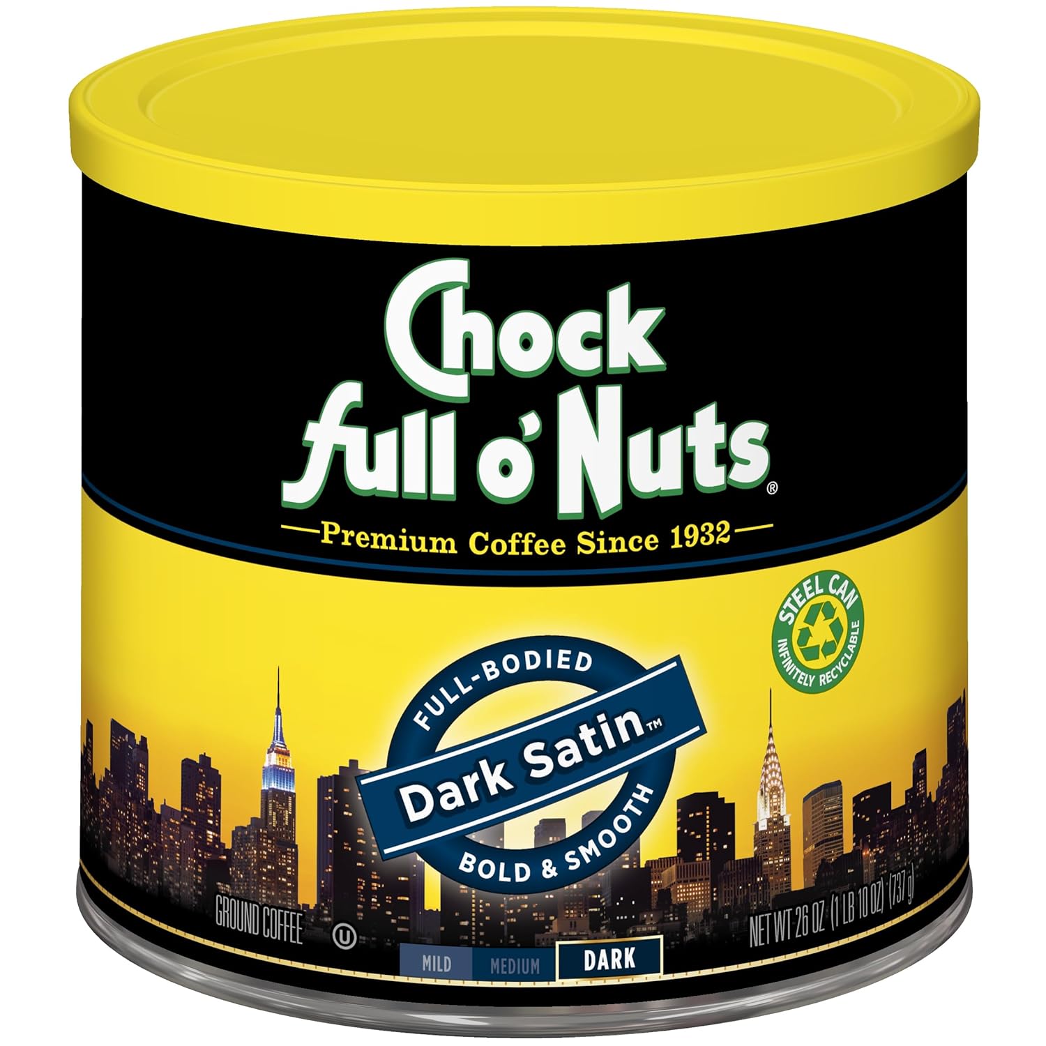 Chock Full o’Nuts Original Roast Ground Coffee, Medium Roast – Coffee Beans – Smooth, Full-Bodied Medium Blend with A Rich Flavor (26 Oz. Can)