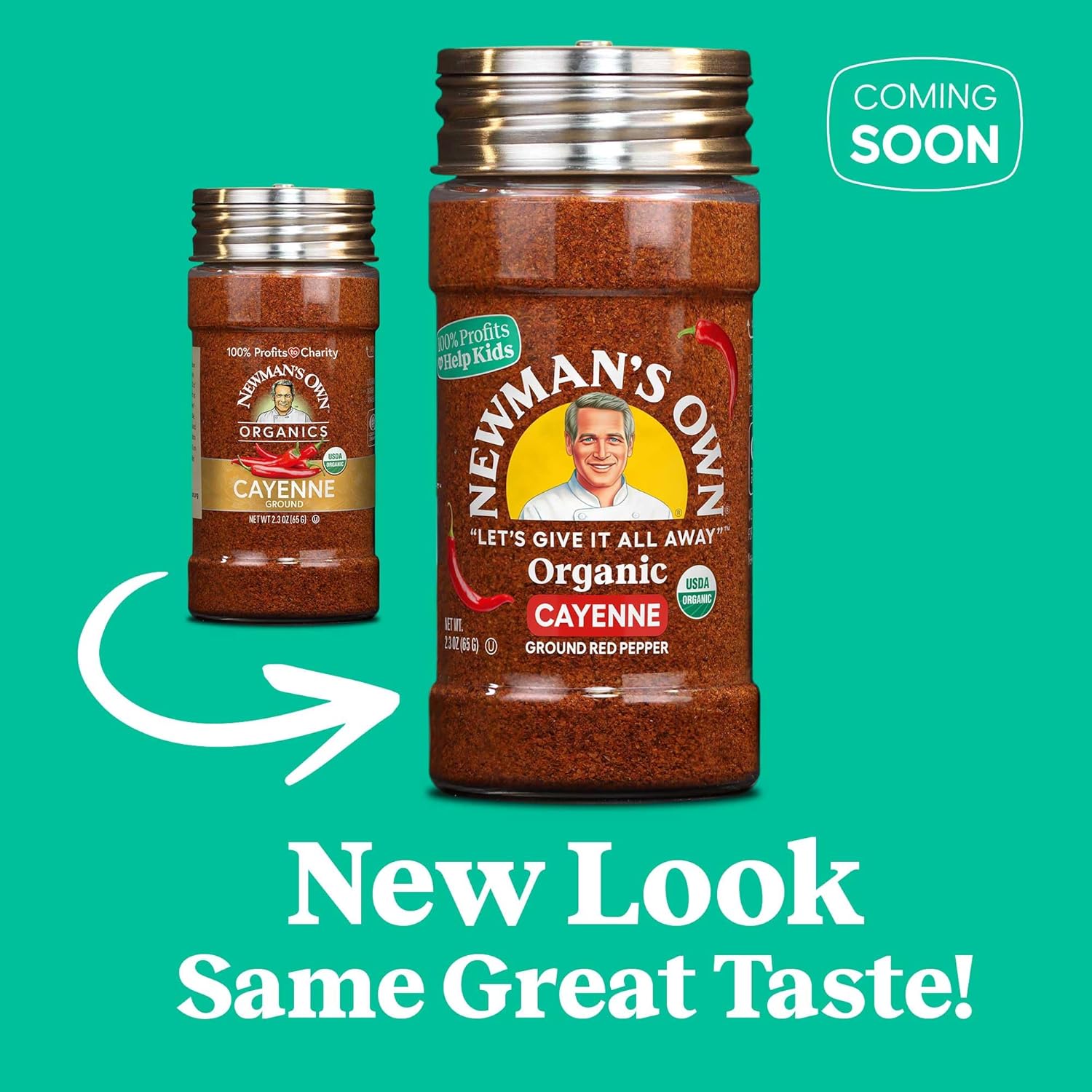 Newman's Own Organic Ground Cayenne Pepper, Ideal for rubs, chili, stews, and hot sauces, USDA Certified Organic, Non-GMO, Kosher, 2.3 Oz. Bottle
