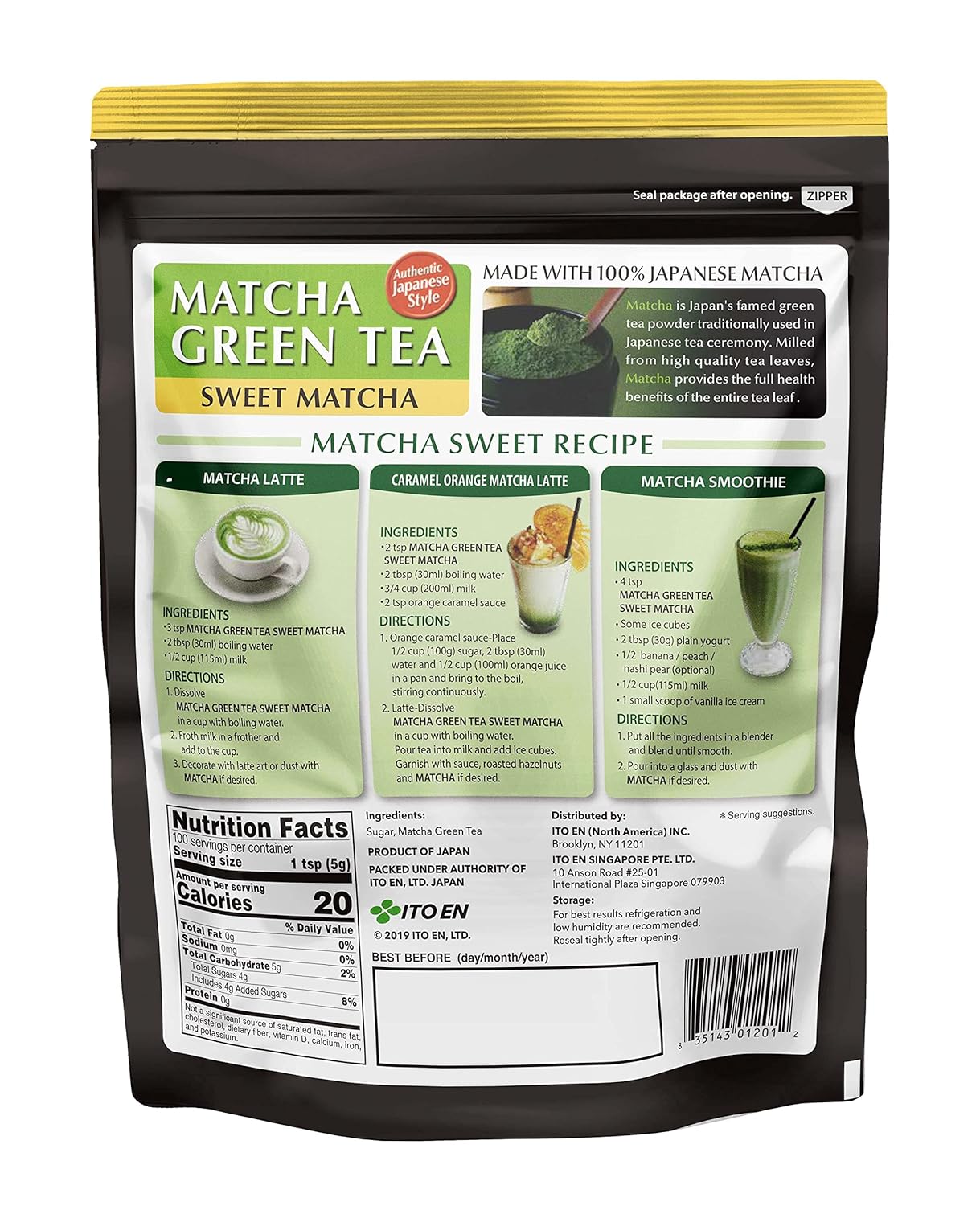Ito En Matcha Green Tea, Sweet Powder, 17.5 Ounce (Pack of 1), Sweetened Green Tea Powder