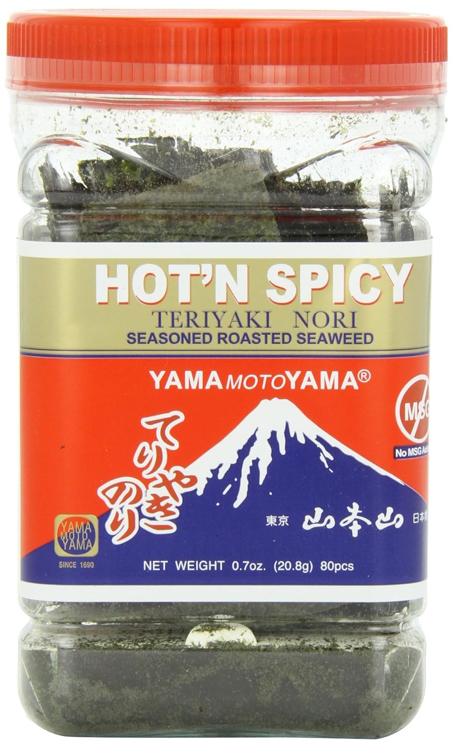 Yamamotoyama Teriyaki Nori Seaweed Hot and Spicy, 0.7-Ounce Bottles (Pack of 12)