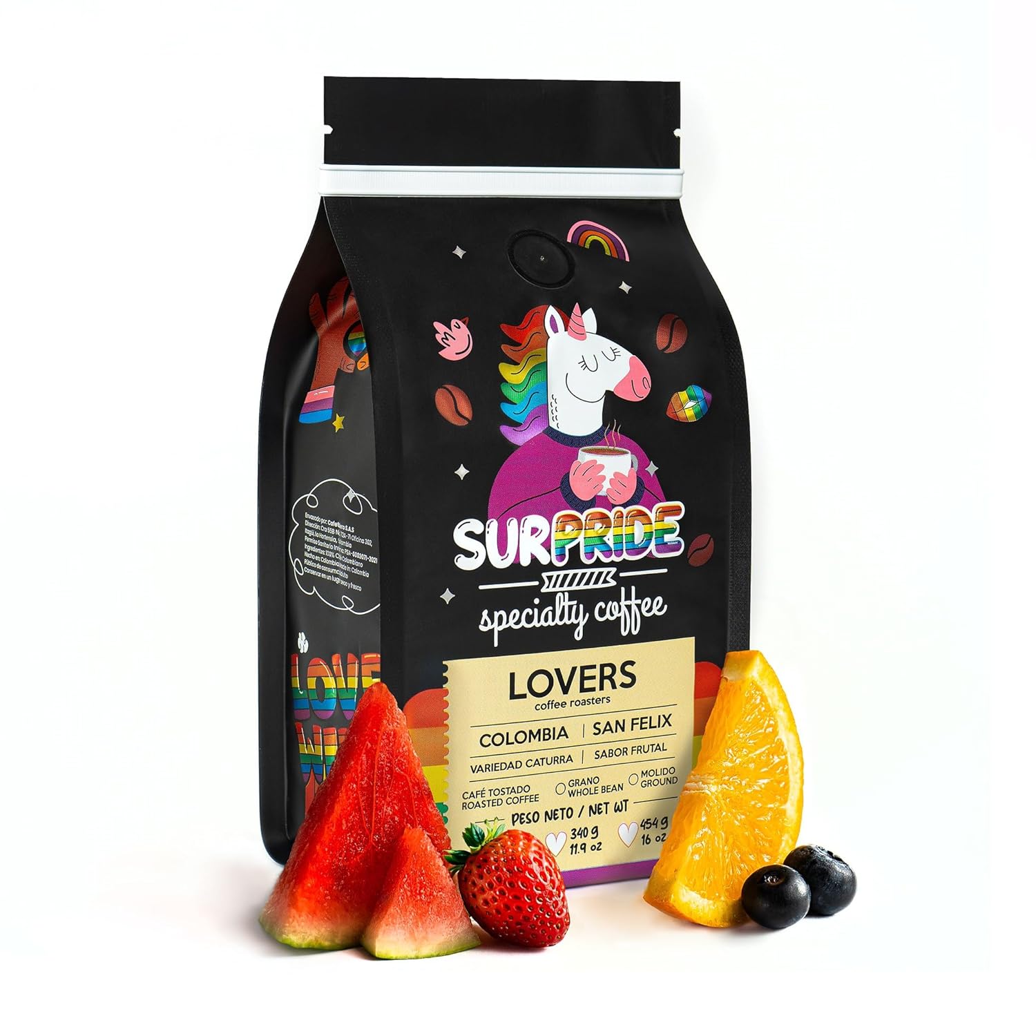 Surpride Specialty Coffee - Ground- Colombian Arabica Coffee with Fruity Flavors & Cocoa Nibs Aromas - 454g