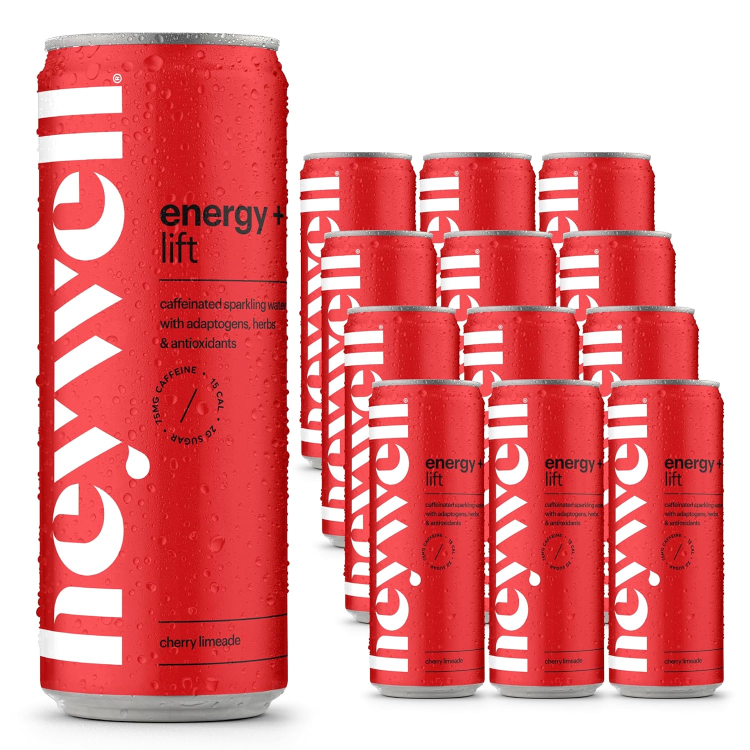 Heywell Sparkling Adaptogenic Water, Variety Pack 12 Fluid Ounce (Pack of 12) Includes - Lime, Grapefruit, Orange Mango, Strawberry Lemon - Calm Drink, Sparkling Drink