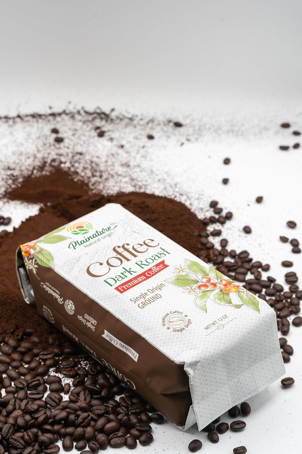 Plainature Dark Roast Ground Coffee - Single Origin, Arabica, With A Pleasant Crispness And Rich Aroma - Grown At High Altitudes And Sun-Dried For Perfection - 12-Ounce Bag.