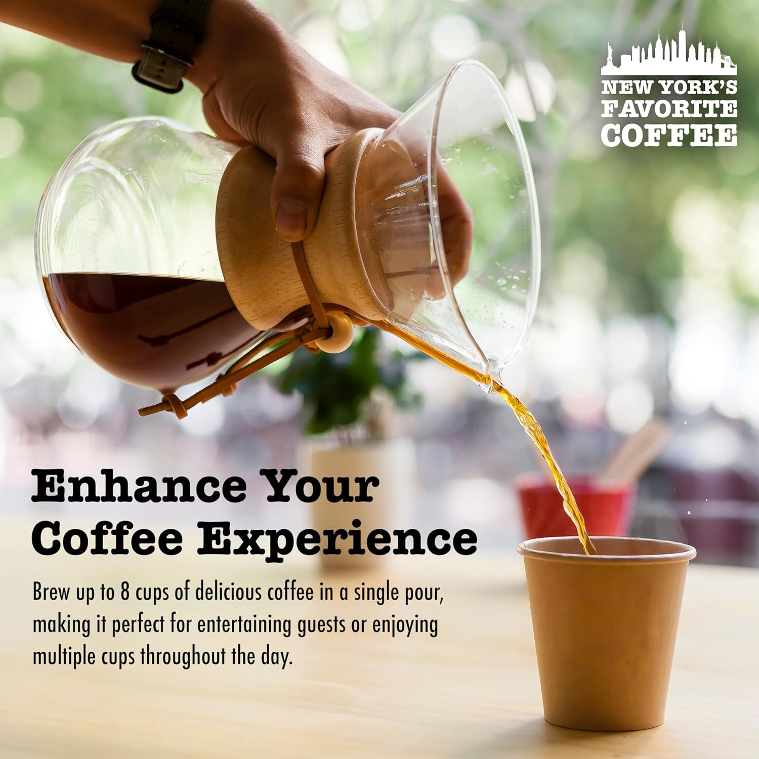 New York's Favorite Coffee - Ground Coffee 12oz (Pack of 1), Medium Roast & Pour Over Coffee Maker