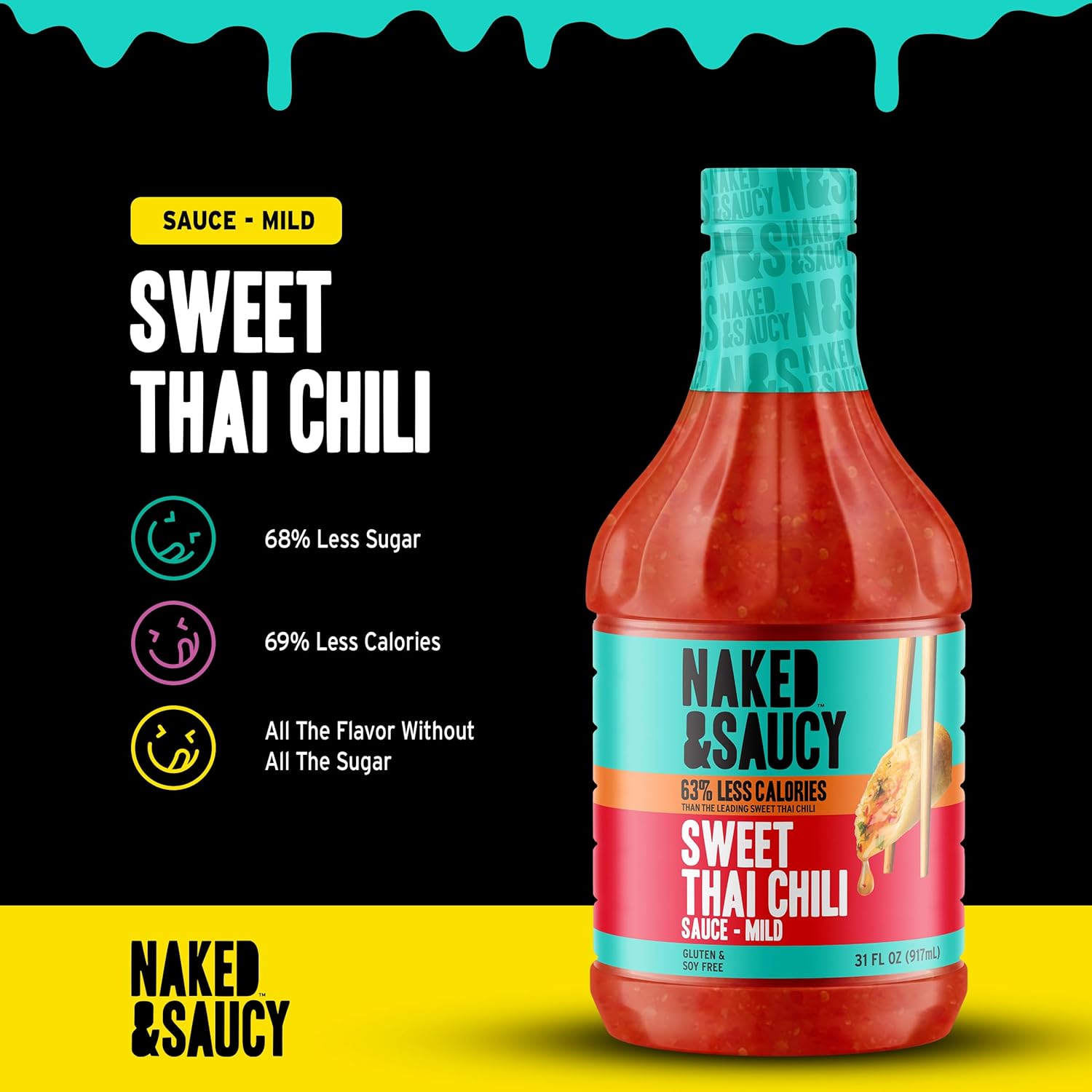 Naked & Saucy Low Sugar Sweet Thai Chili Sauce, Gluten-Free, Soy-Free, Vegan, Paleo, 31 fl oz