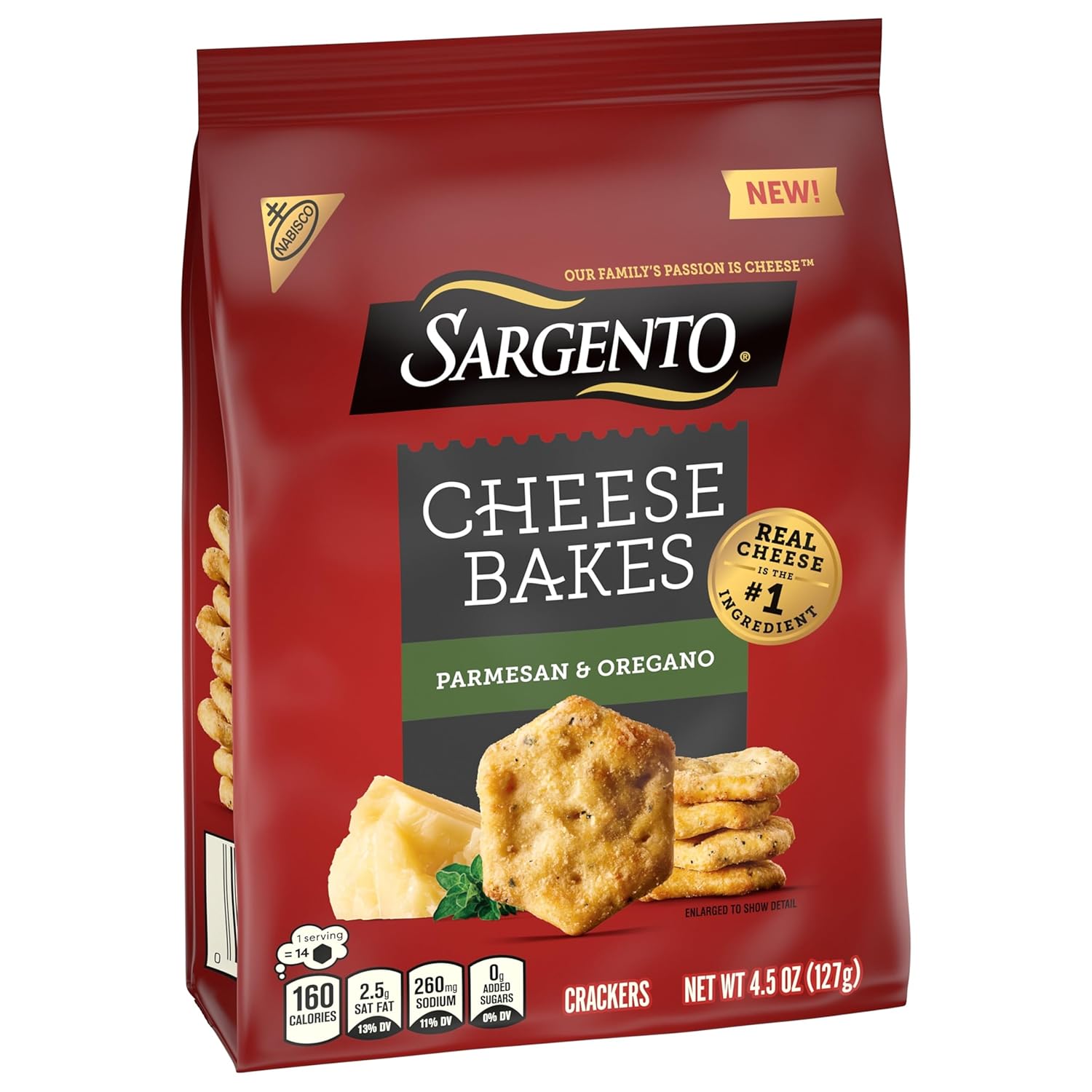 Sargento® Cheese Bakes Parmesan and Oregano Crackers, Cheese Crackers, 6-4.5 oz Bags