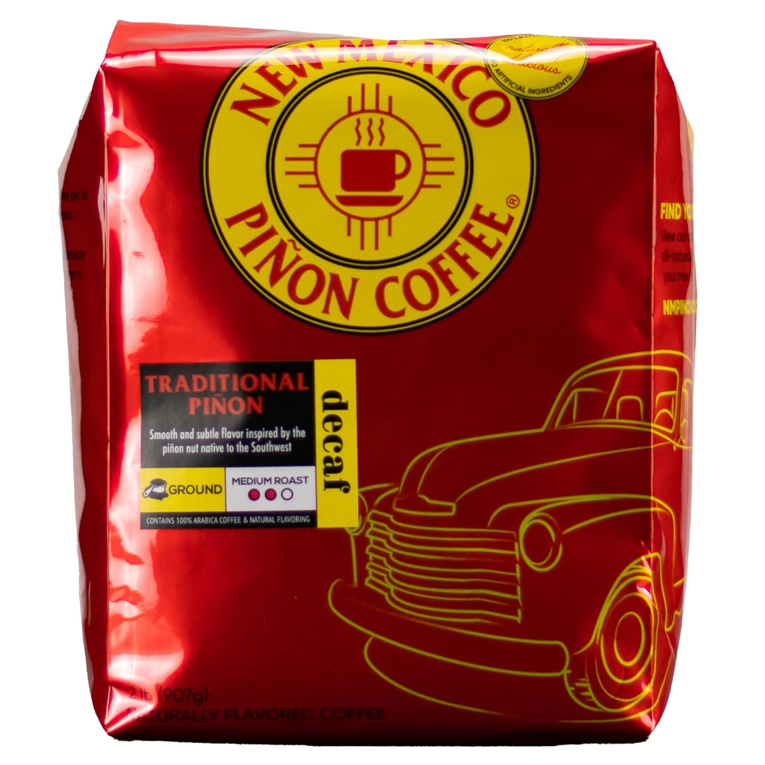 New Mexico Piñon Coffee Naturally Flavored Coffee (Traditional Piñon Ground Decaf, 2 pound)