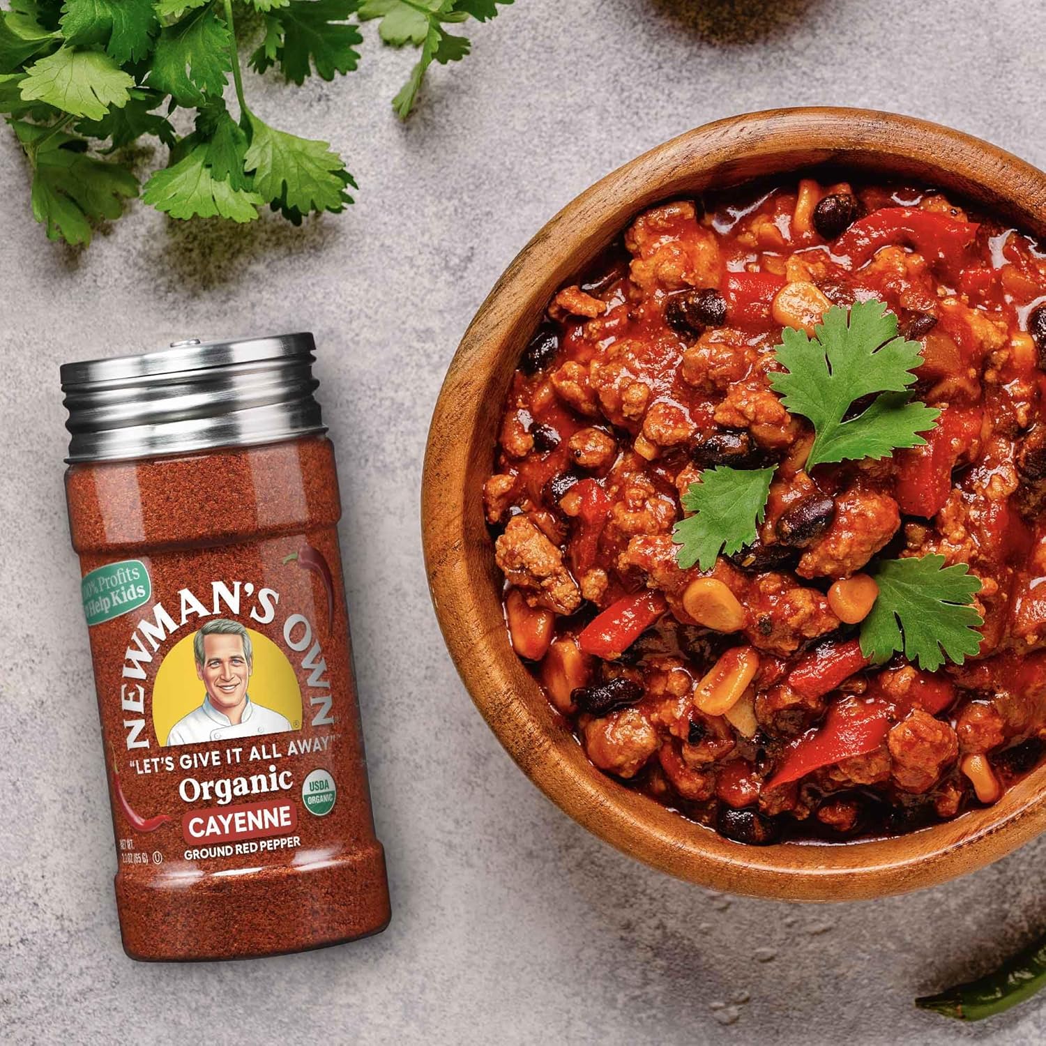 Newman's Own Organic Ground Cayenne Pepper, Ideal for rubs, chili, stews, and hot sauces, USDA Certified Organic, Non-GMO, Kosher, 2.3 Oz. Bottle