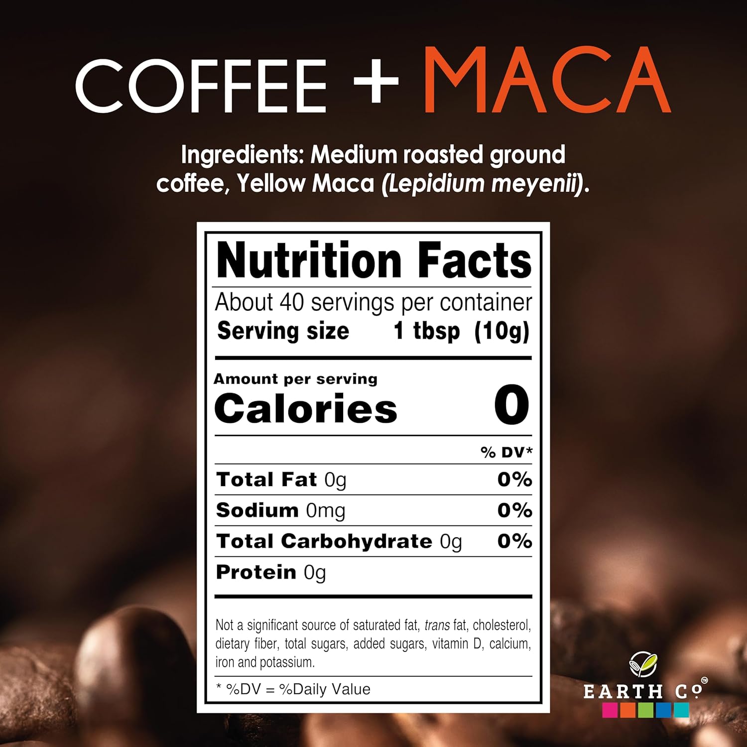 Earth Co I Ener-G | Coffee + Maca | Ground Coffee | Arabica I Medium Roast | Natural | Energy Boost | 400 gr/ 14.1oz