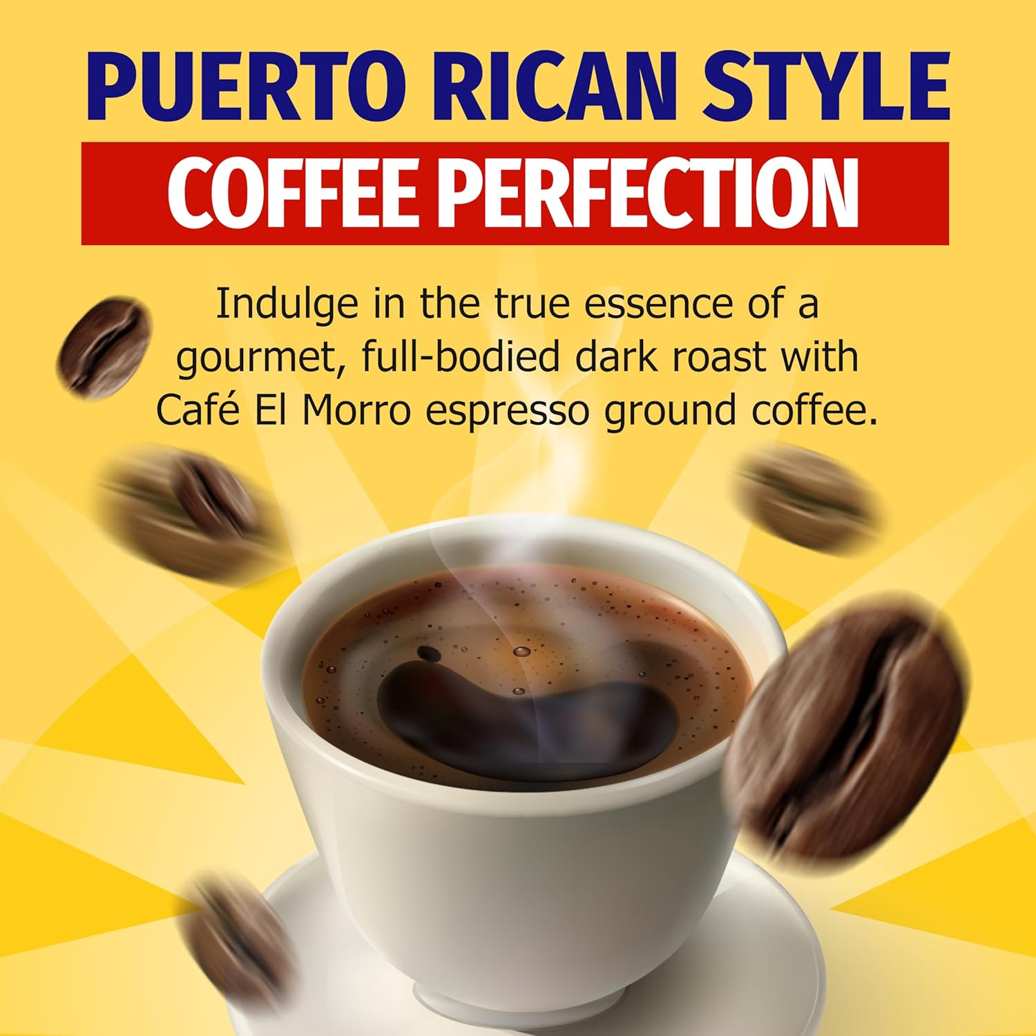 Café El Morro Dark Roast Espresso Ground Coffee, Bulk Coffee, Authentic Puerto Rican Style Coffee, Vacuum Sealed, Ground Espresso Beans, 9 oz (4 Pack)