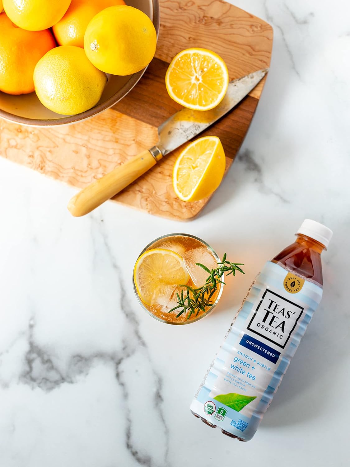 Teas' Tea Unsweetened Green White Tea 16.9 Ounce (Pack of 12) Organic, Sugar Free, 0 Calories