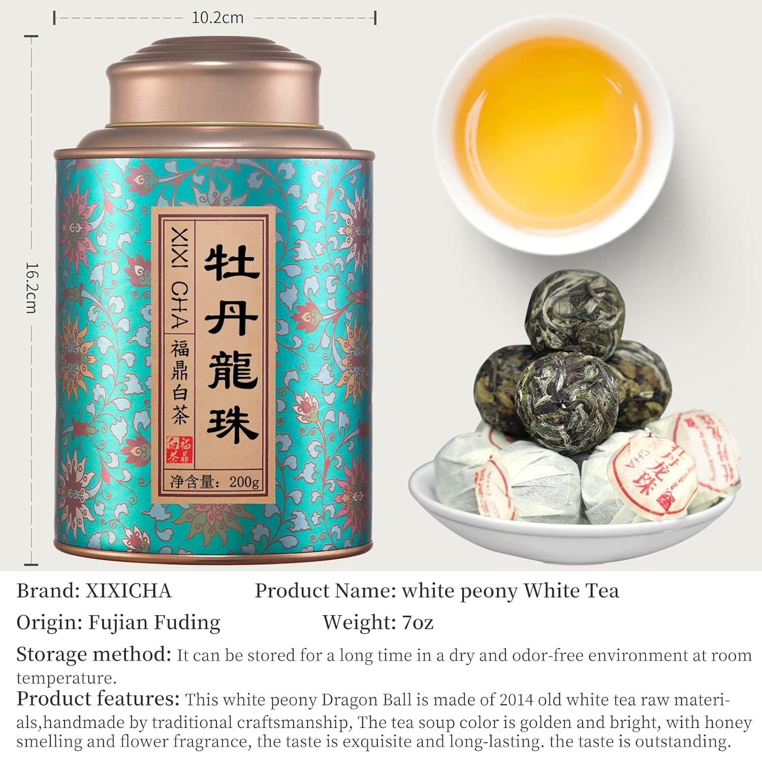 XIXICHA White Tea White Peony Tea 2013 Old White Tea Chinese Tea Fuding Dragon Pearls Tea7oz bai mu dan tea Organic planting-Rich in antioxidants 白茶 白牡丹茶