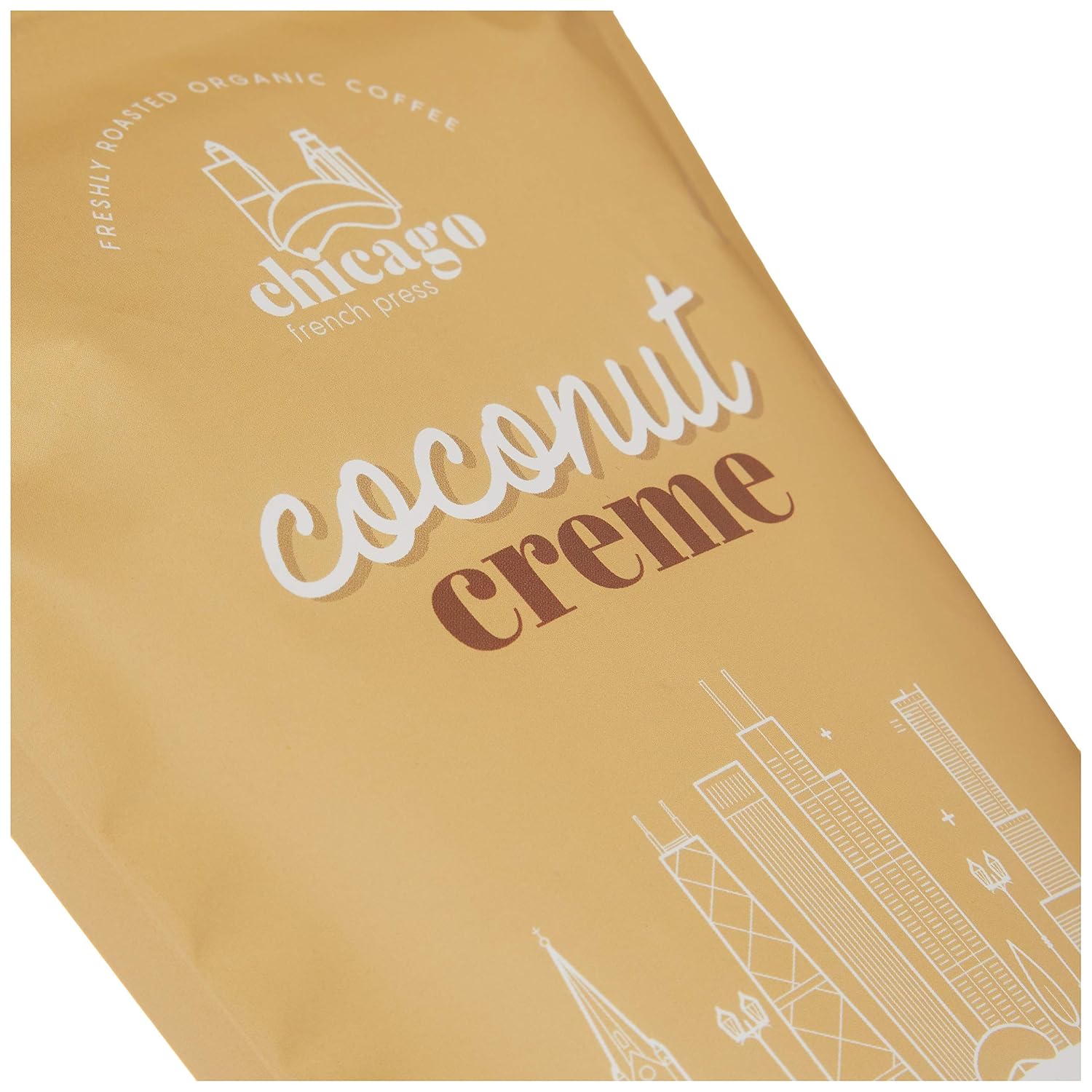 Chicago French Press - Coconut Crème - Freshly Ground Coffee - Derived from Natural Flavors (Real Coconut Shavings)