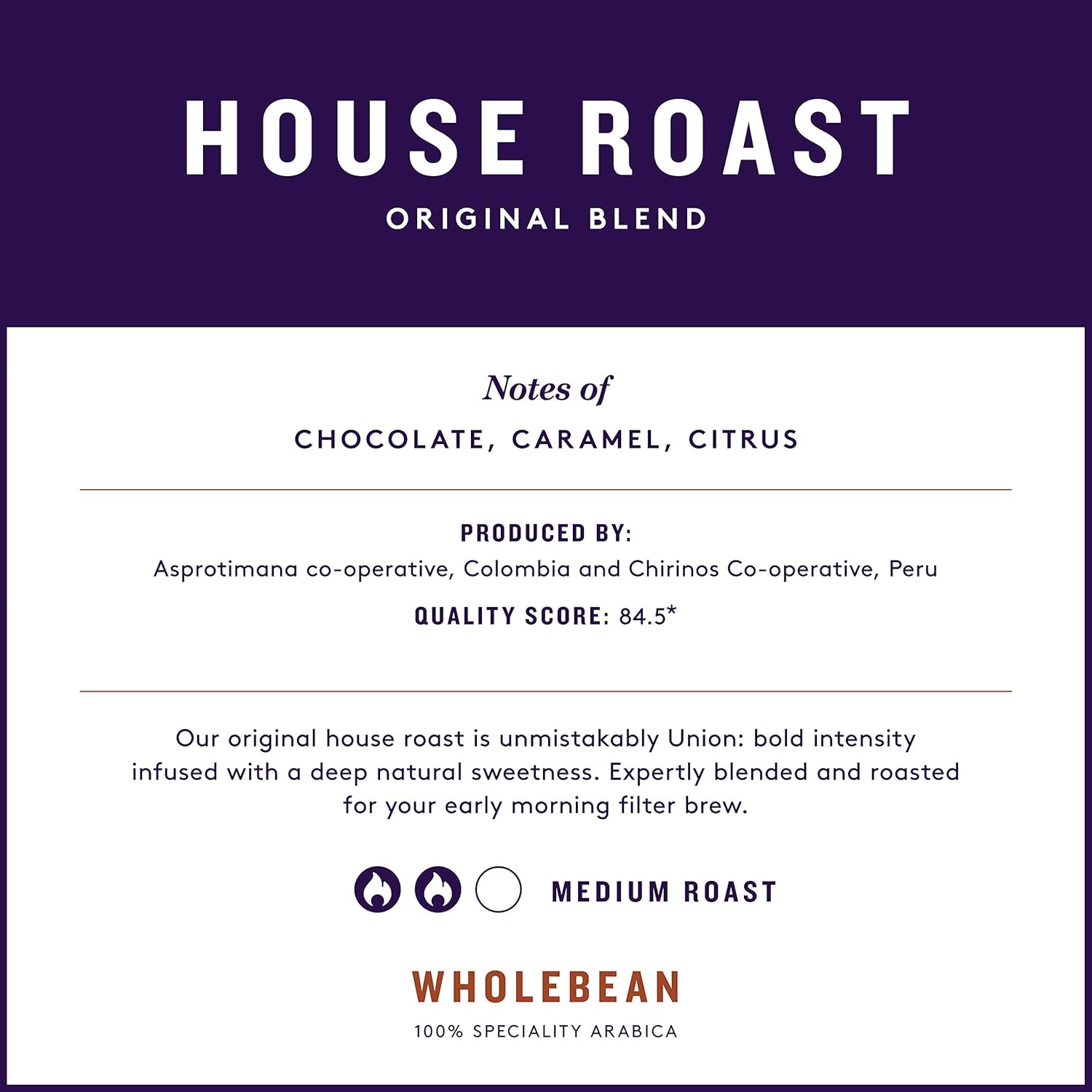 Union Hand Roasted Coffee House Blend Ground Coffee, 200 g