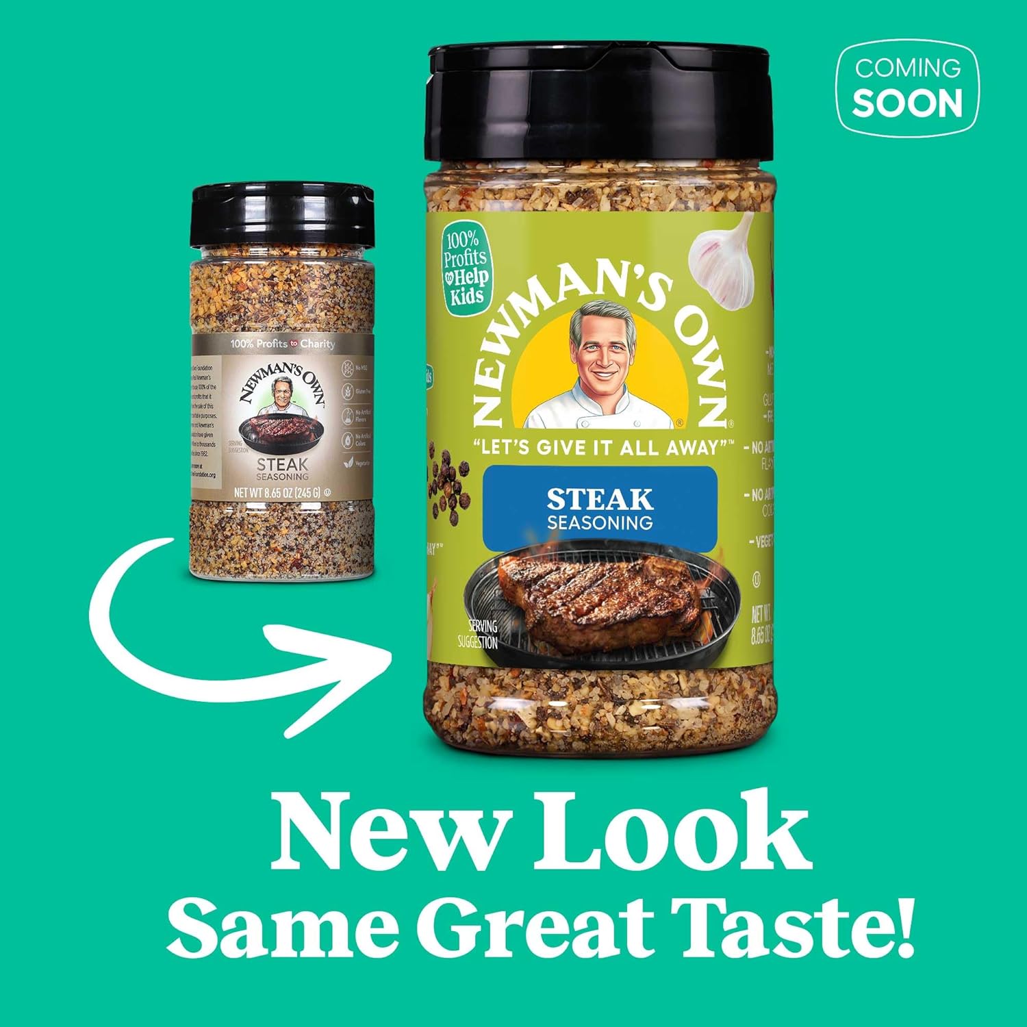 Newman's Own Steak Seasoning; Perfect Spices for Cooking Ribeye, Tri Tip, Pork Ribs, Bacon, Chicken, Ham, and Ground Turkey; No MSG, Gluten Free; Kosher; 8.65 Oz. Bottle
