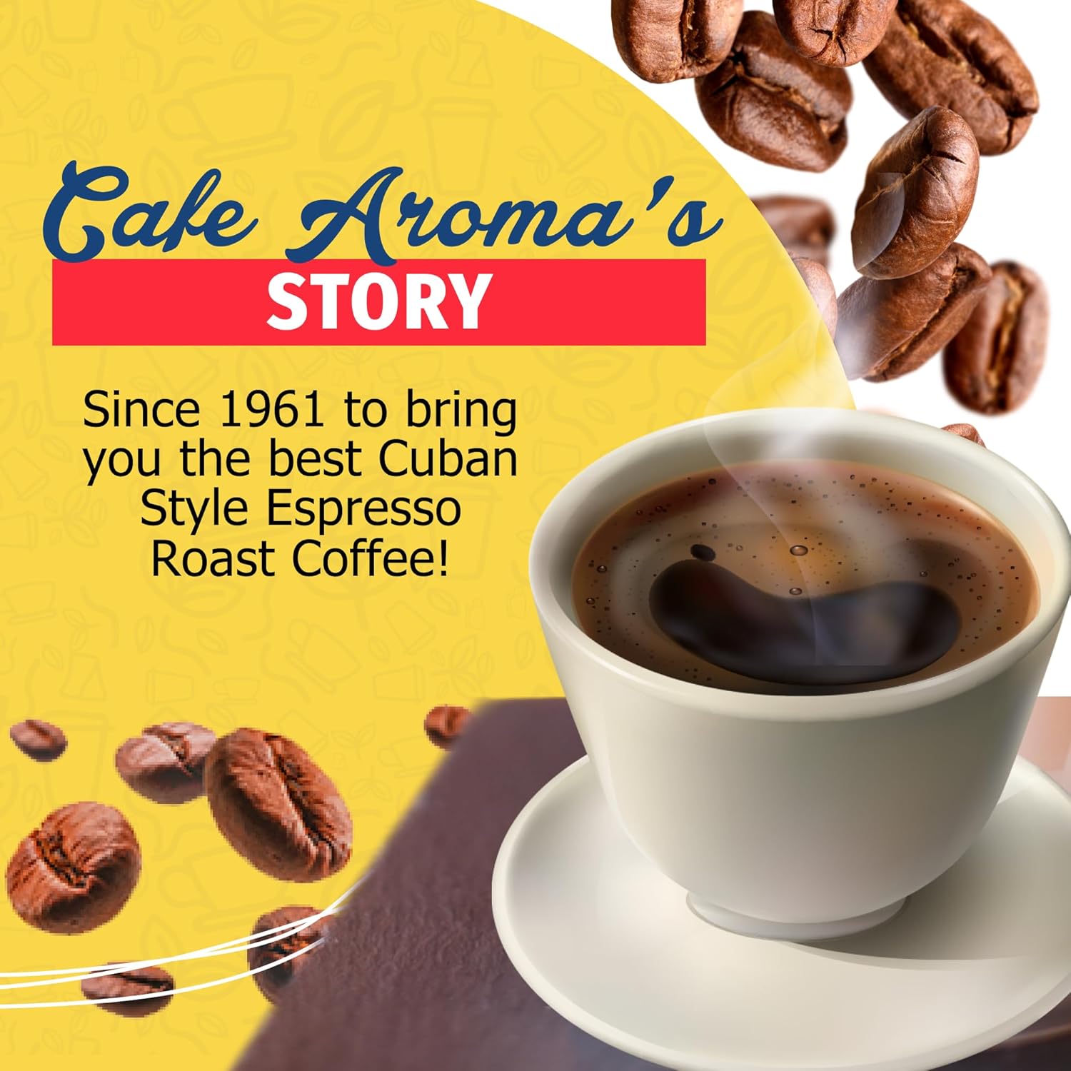 Café Aroma Dark Roast Espresso Ground Coffee, Authentic Cuban Style Coffee, Vacuum Sealed, Ground Espresso Beans, 8.8 oz (4-Pack)