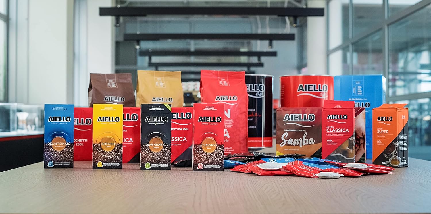 Aiello Caffe Classic Italian Espresso 60/40 Arabica/Robusta Blend Premium Fine Ground Medium Roasted Gourmet Coffee 8.8 oz