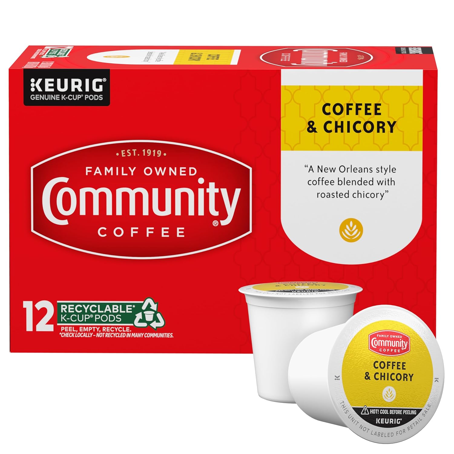 Community Coffee Breakfast Blend, Medium Roast, Single-Serve Keurig K-Cup Pods, 32 Count (Pack of 4)