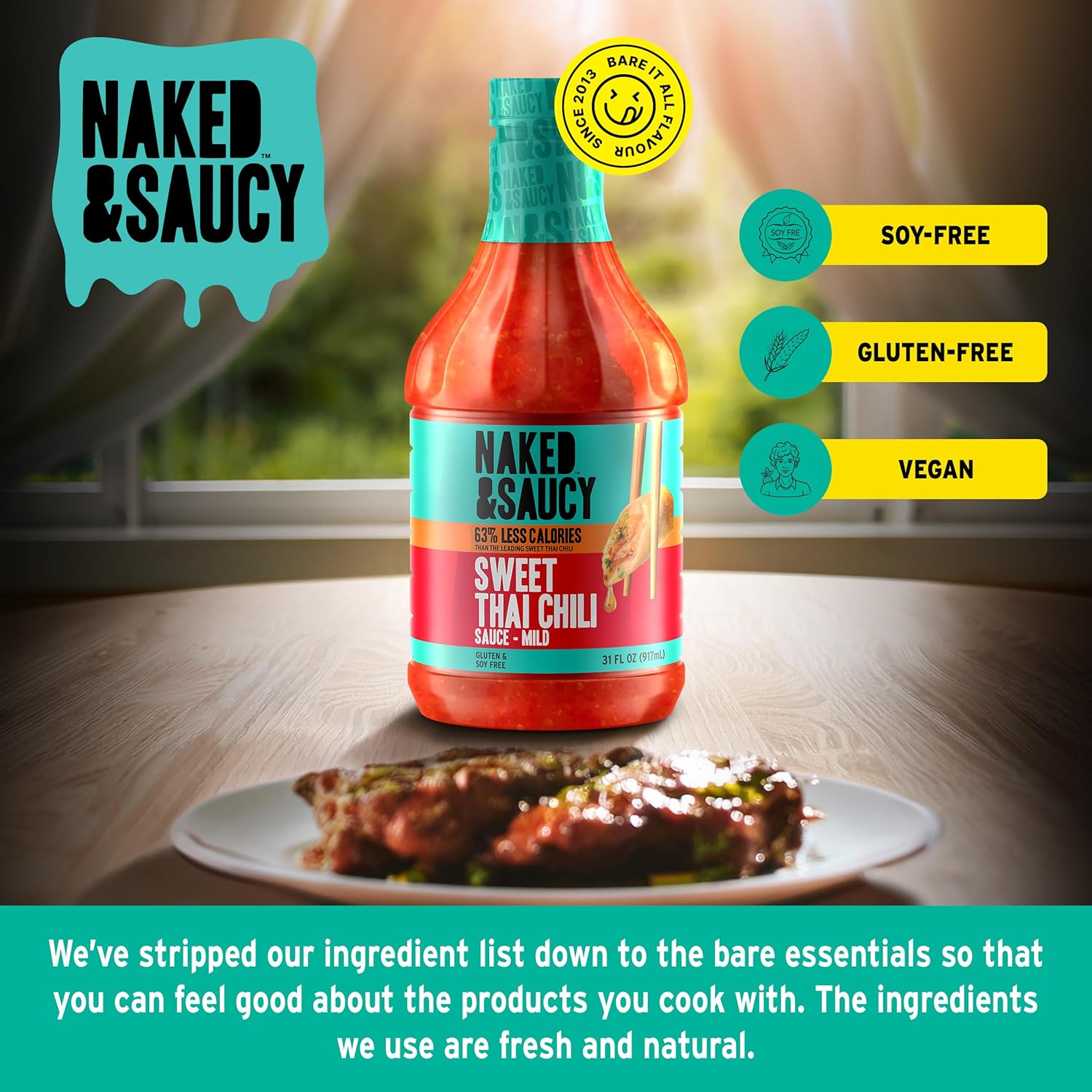 Naked & Saucy Low Sugar Sweet Thai Chili Sauce, Gluten-Free, Soy-Free, Vegan, Paleo, 31 fl oz