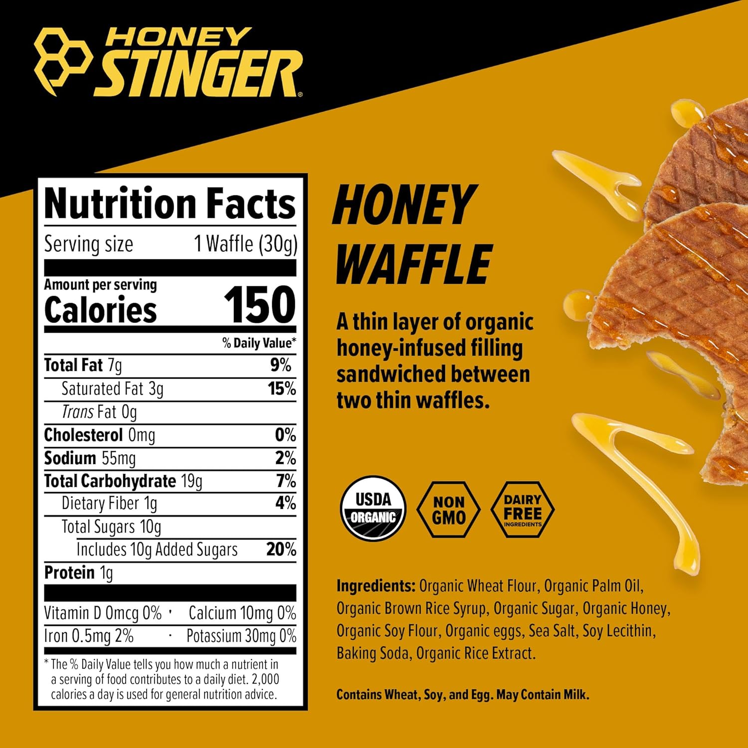 Honey Stinger Organic Waffle Variety Pack of 18 (12 Honey & 6 Vanilla Waffles), Energy Stroopwafel Snack for Exercise, Endurance & Performance, Sports Nutrition for Home & Gym, Workout Fuel