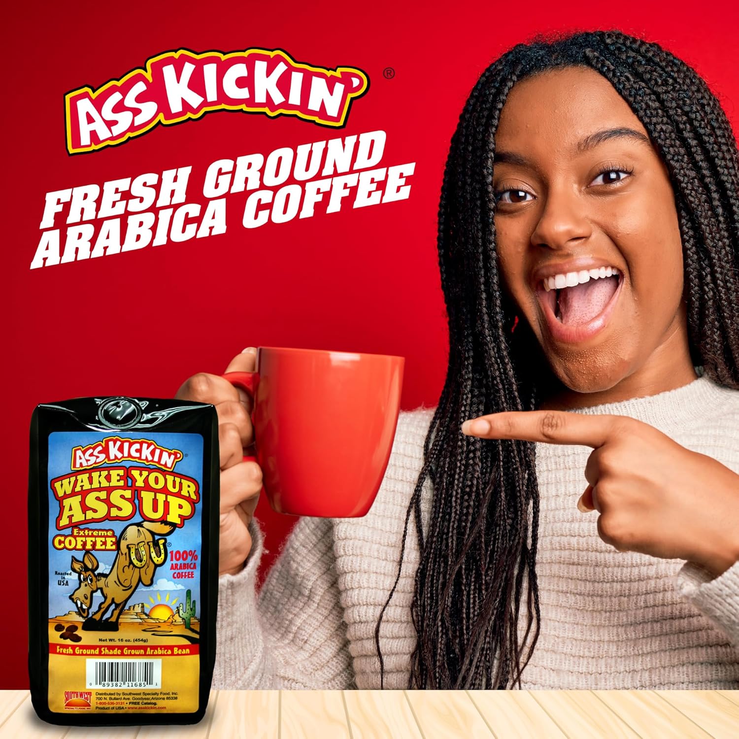 Wake Your Ass Up Extreme Coffee - 1lb Fresh Ground Shade Grown Arabica Bean Coffee - 1 pound