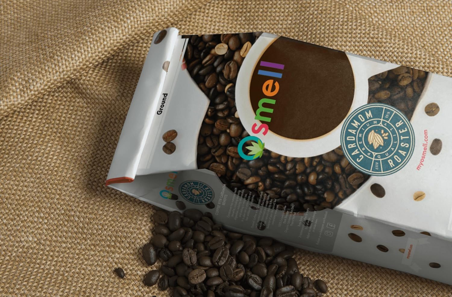 Cardamom Osmell Coffee 12oz - 100% Colombian Coffee Blend With Pure Cardamom (100% Natural Cardamom). Ground Coffee, Artizan Coffee Roasters, DARK ROAST (12 Ounce)