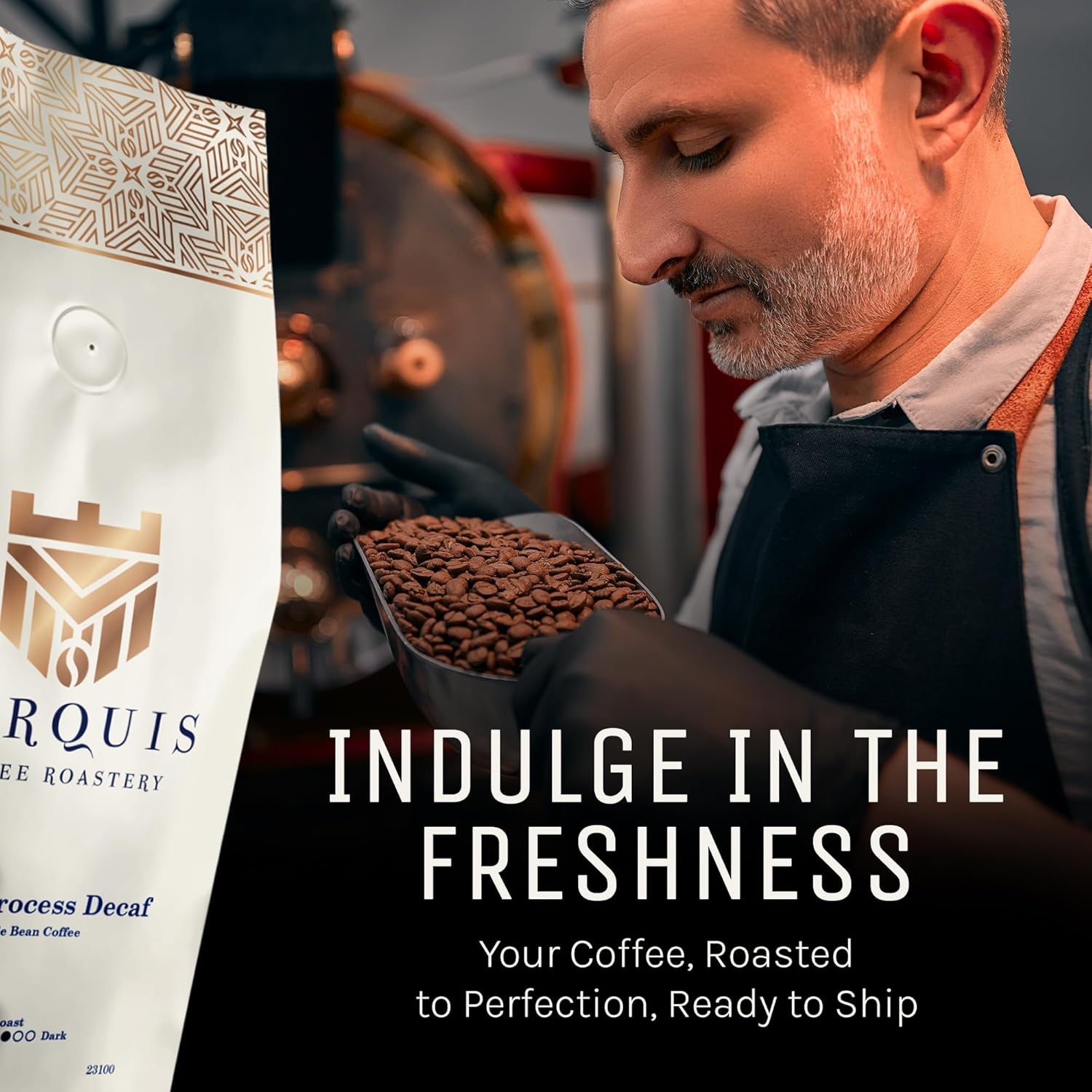 Marquis - Euro-Processed Decaf Coffee, Rich Colombian Coffee, Fresh Decaffeinated with Heady Aroma, Premium Medium Roast Whole Bean, 2 lb