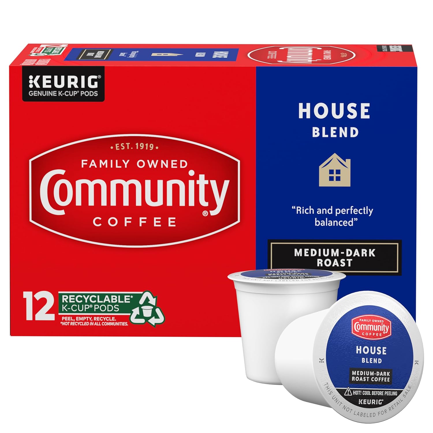 Community Coffee Breakfast Blend, Medium Roast, Single-Serve Keurig K-Cup Pods, 32 Count (Pack of 4)