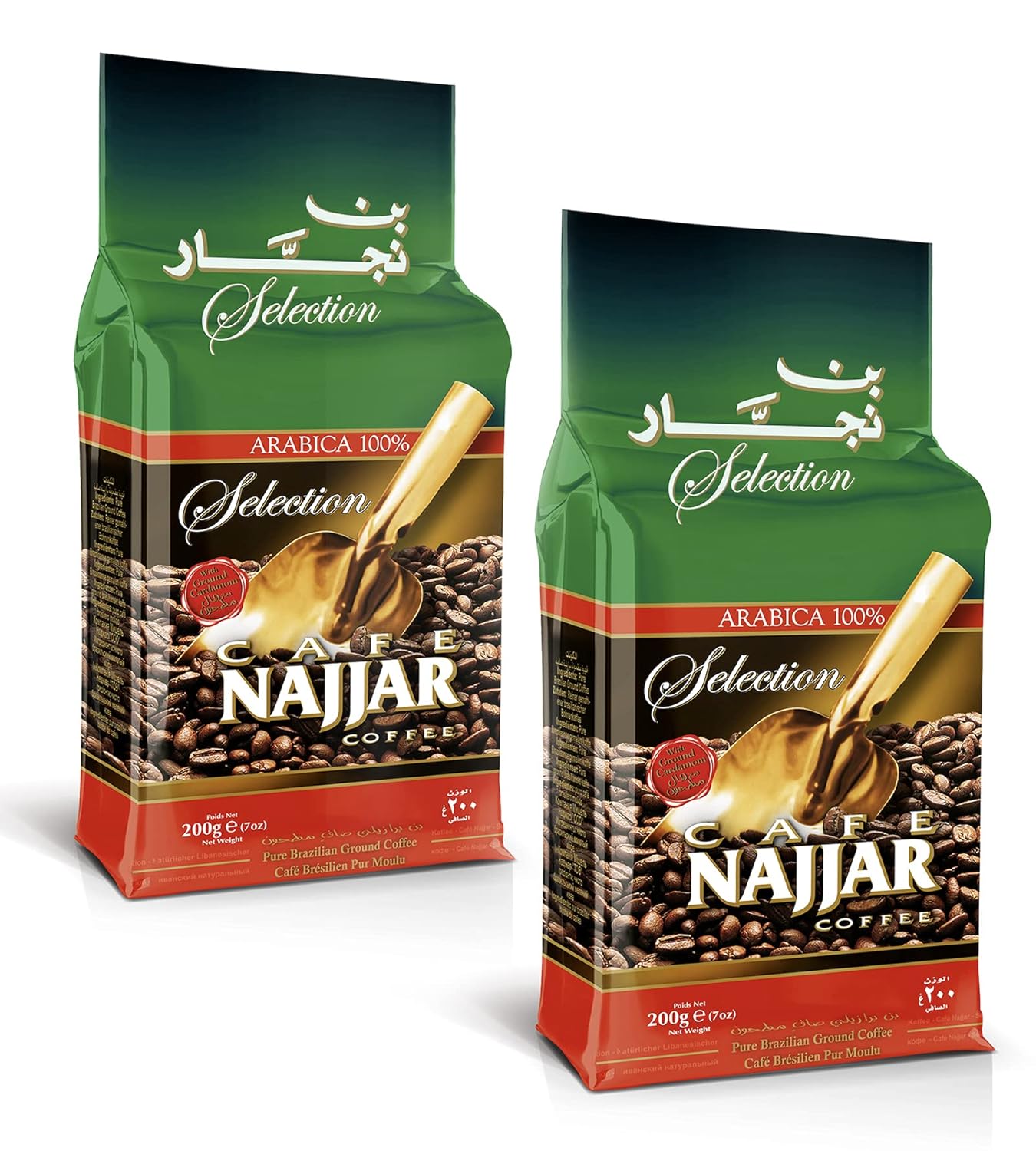 Najjar Selection Cafe Coffee with Ground Cardamom, (2 Pack, Total of 400g)