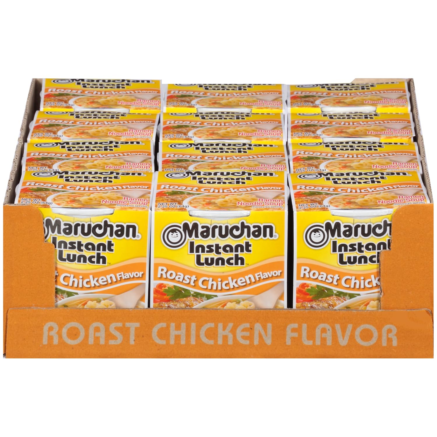 Maruchan Instant Lunch Roast Chicken, Ramen Noodle Soup, Microwaveable Meal, 2.25 Oz, 12 Count