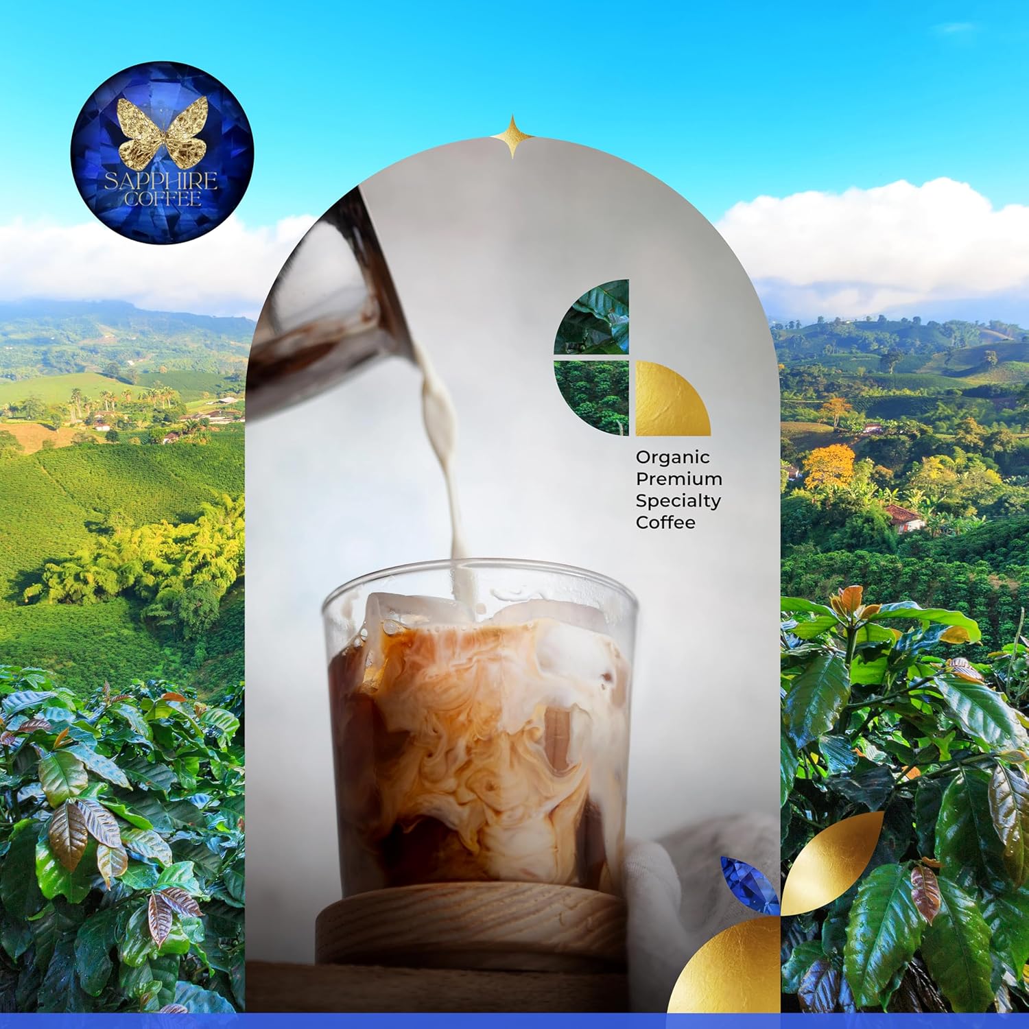 Sapphire Coffee | Ground Coffee | Arabica Coffee | Colombian Coffee | Ground Coffee Medium Roast | 8.8 oz Cafe Colombiano