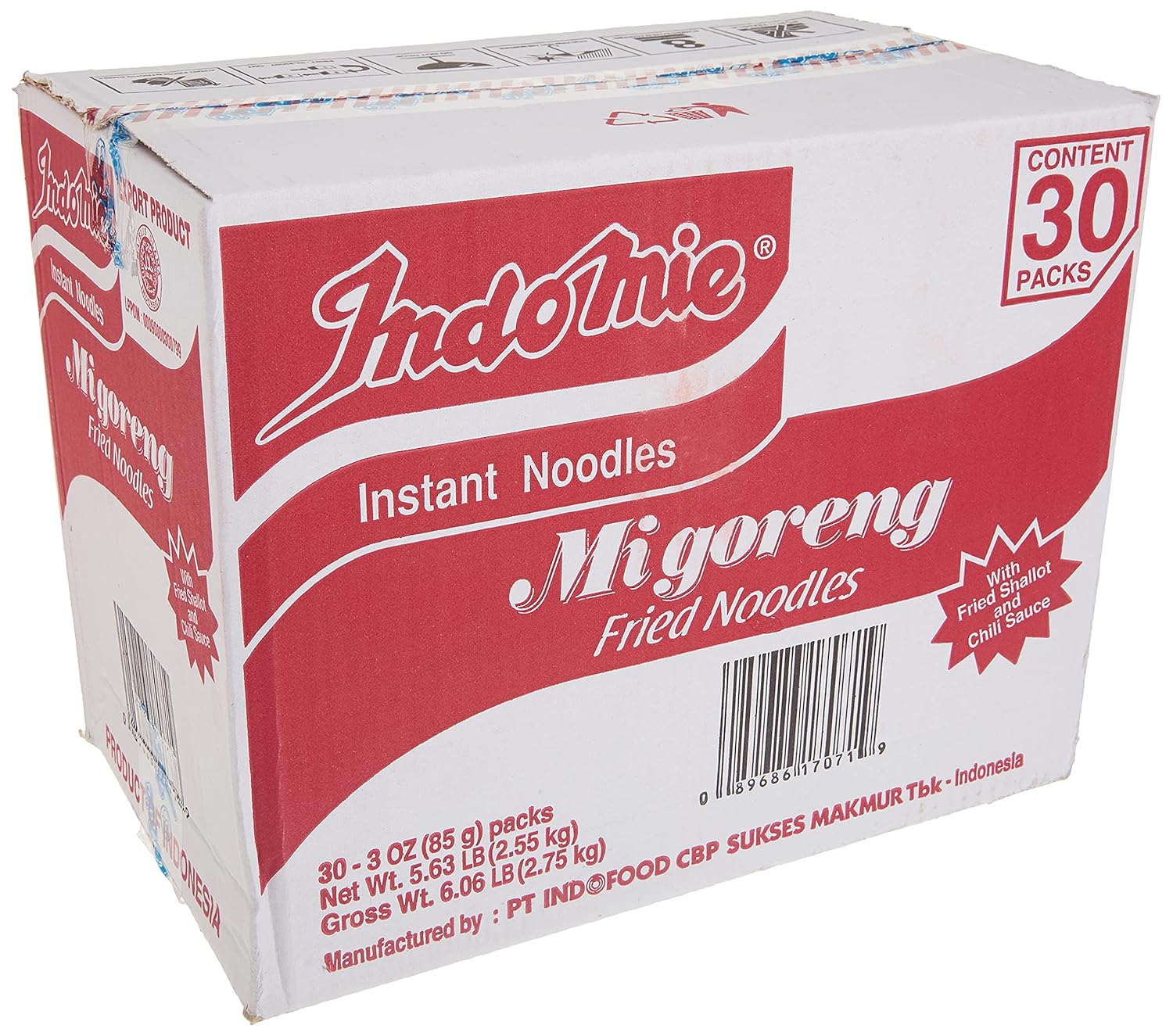 Indomie Mi Goreng Instant Stir Fry Noodles, Halal Certified, Original Flavor (Pack of 30)