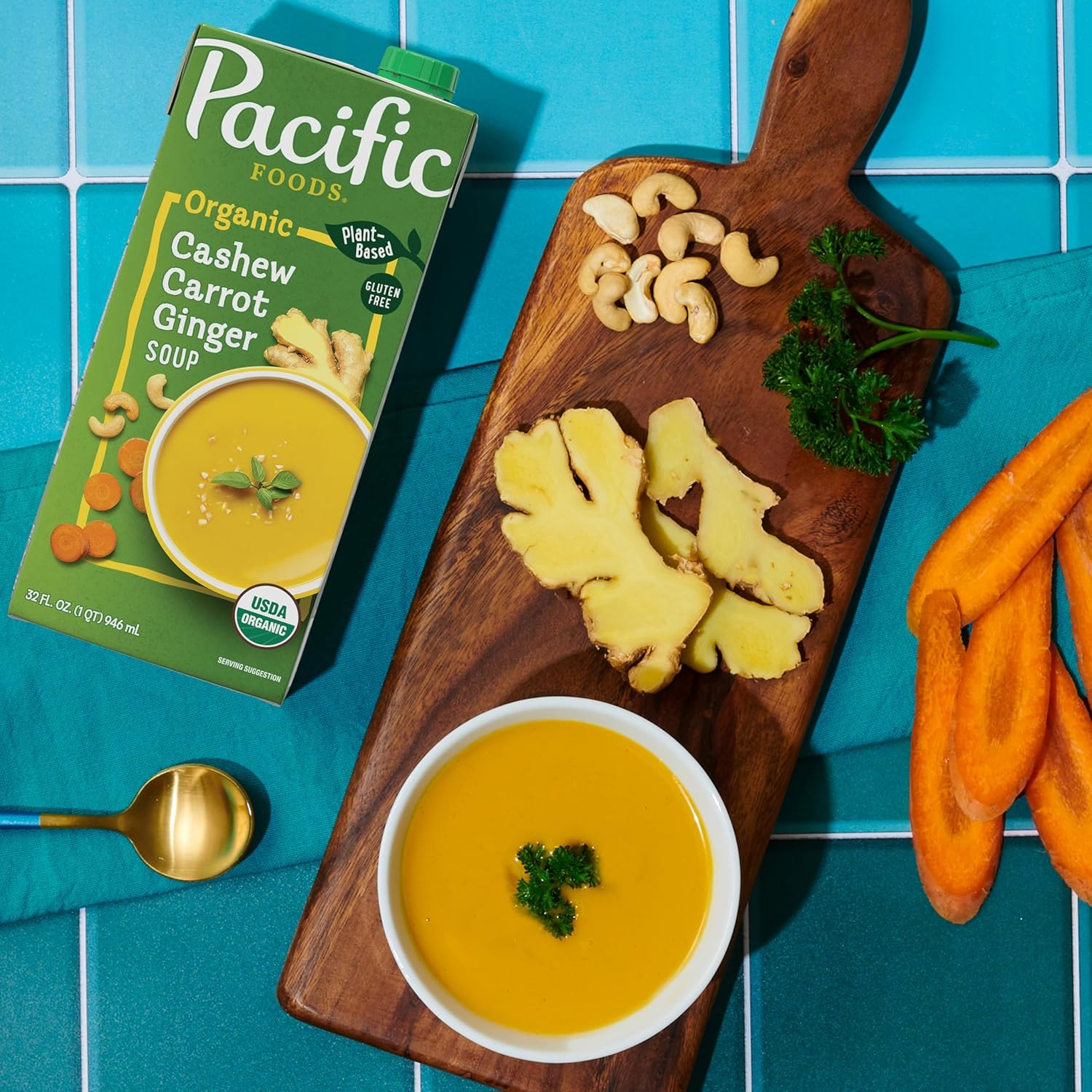 Pacific Foods Organic Cashew Carrot Ginger Soup, 32 oz Carton