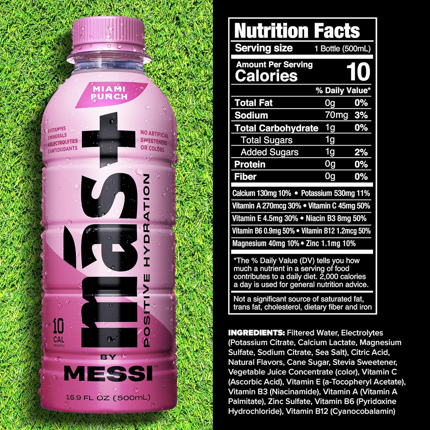 Más+ by Messi 16.9oz Miami Punch Sports Drink & Hydration Beverage, 12-pack