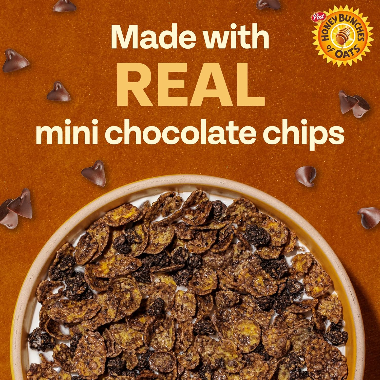Post Honey Bunches of Oats Chocolate, Made with Whole Grain Cereal, Breakfast Cereal, 12oz Box