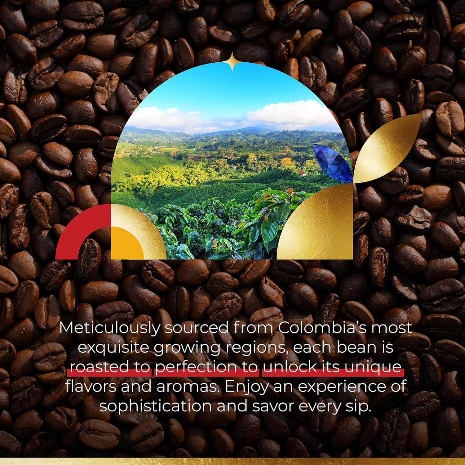 Sapphire Coffee | Ground Coffee | Arabica Coffee | Colombian Coffee | Ground Coffee Medium Roast | 8.8 oz Cafe Colombiano