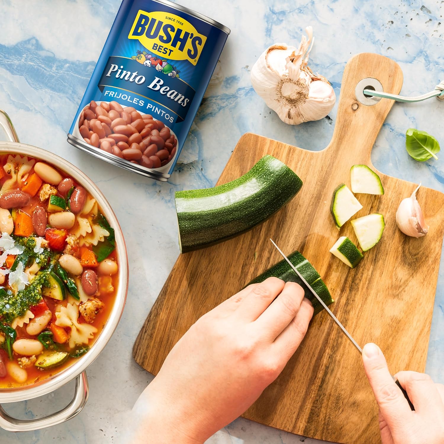 BUSH'S BEST 16 oz Canned Pinto Beans, Source of Plant Based Protein and Fiber, Low Fat, Gluten Free, Great For Soups, Salads and More, (Pack of 12)