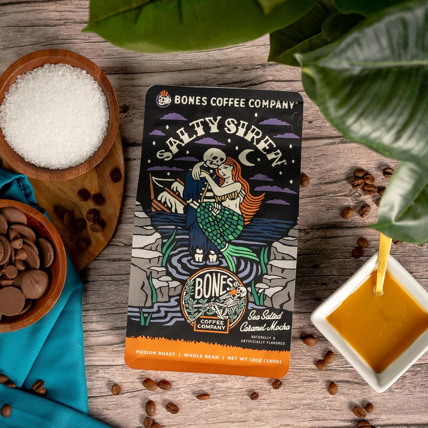 Bones Coffee Company Salty Siren With Highland Grog Ground Coffee, 12 oz Bundle