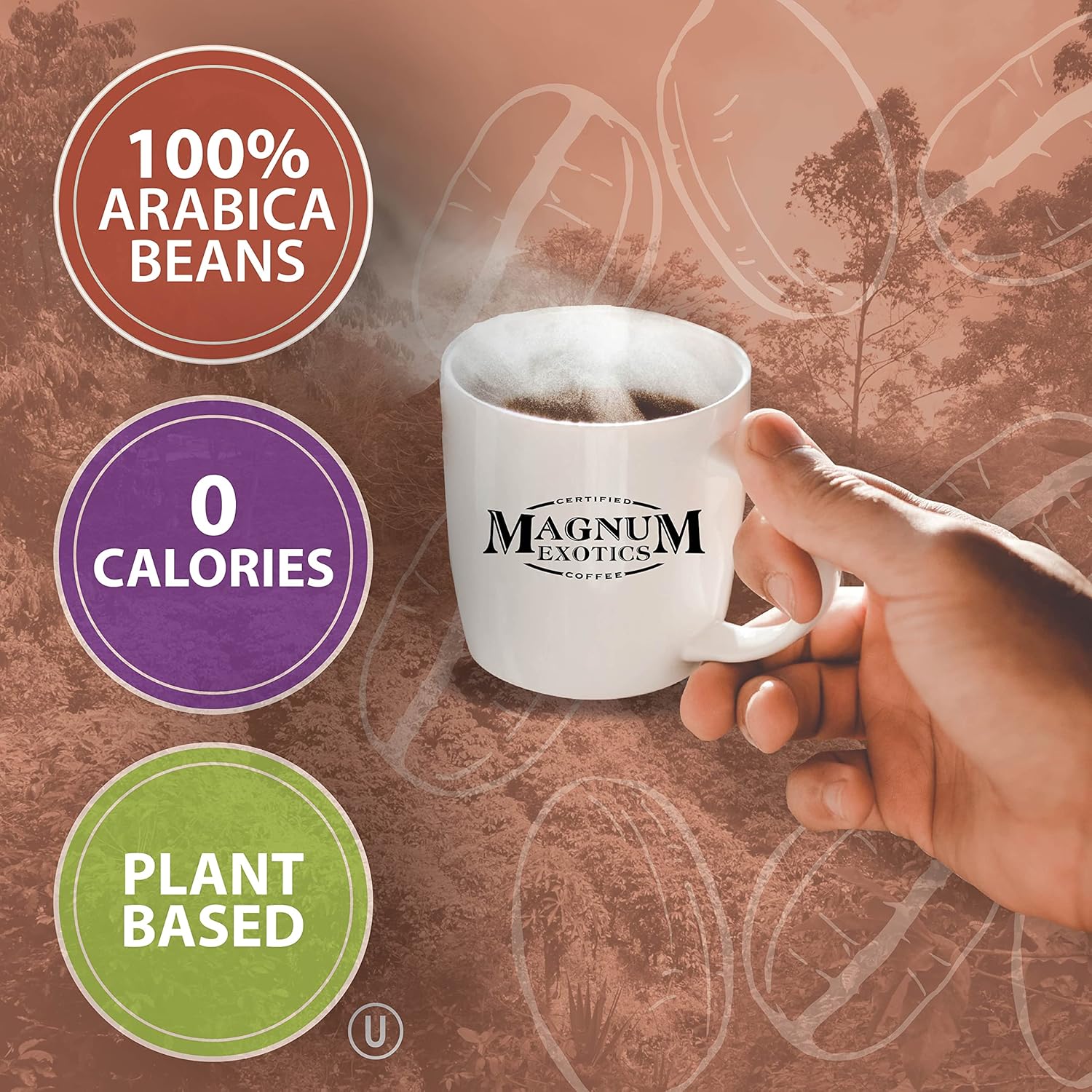 Magnum Exotics Coffee, Blue Mountain Ground Coffee Blend - Light-Medium Roast, Made from 100% Arabica Beans, Rich & Smooth Flavor, Fresh Roast - 1 Lb Bag (Pack of 2)