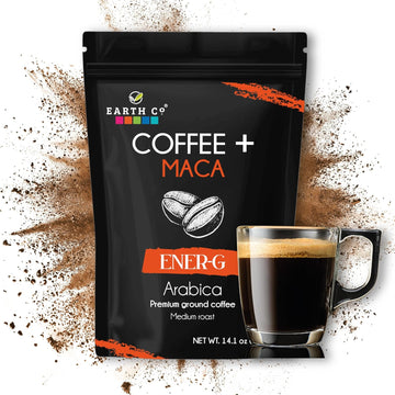 Earth Co I Ener-G | Coffee + Maca | Ground Coffee | Arabica I Medium Roast | Natural | Energy Boost | 400 gr/ 14.1oz